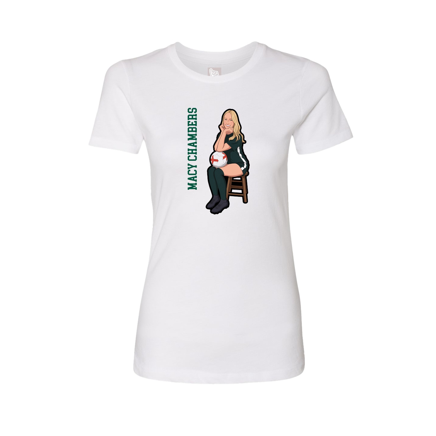 Fitted Women's Tee — Name Vertical in White