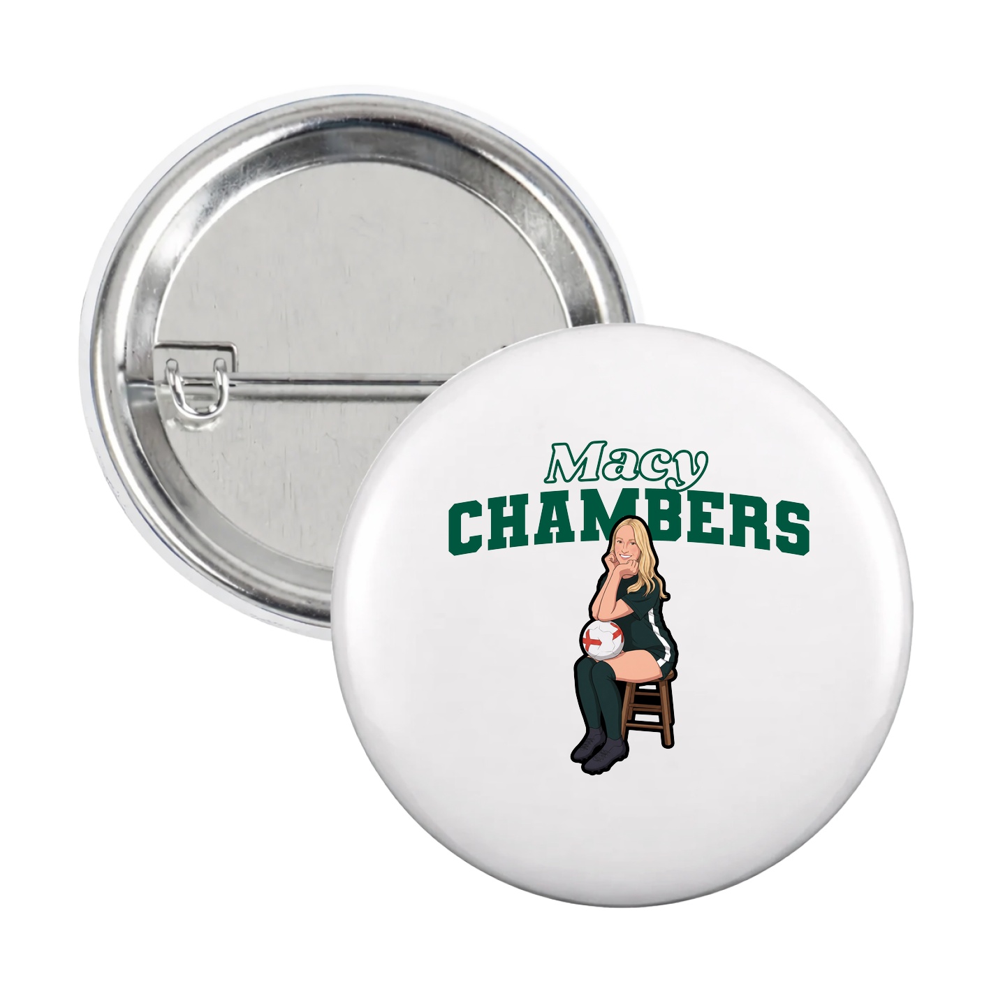 Game Day Button — Name Arch in White