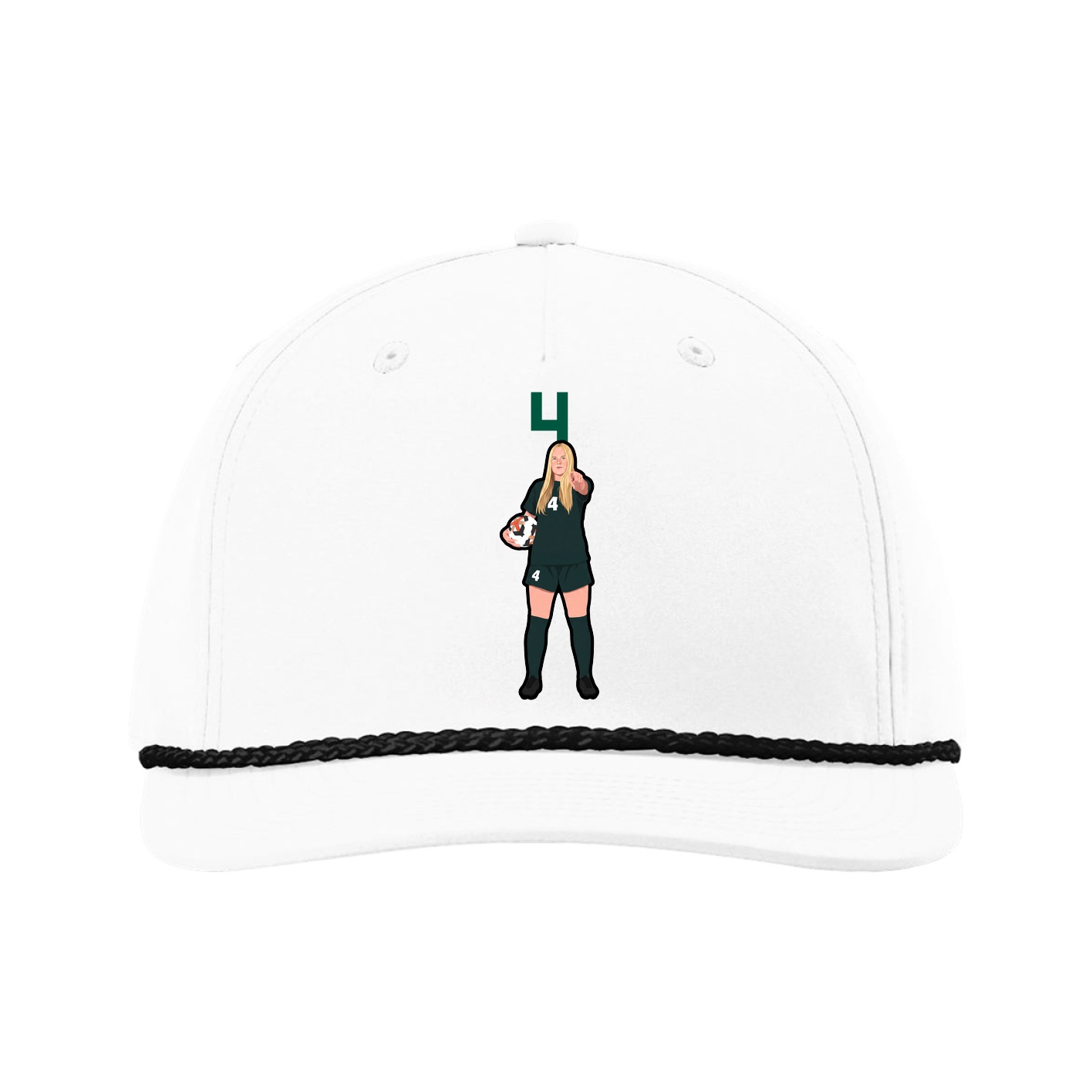 Five-Panel Classic Rope Cap — Number Top in White