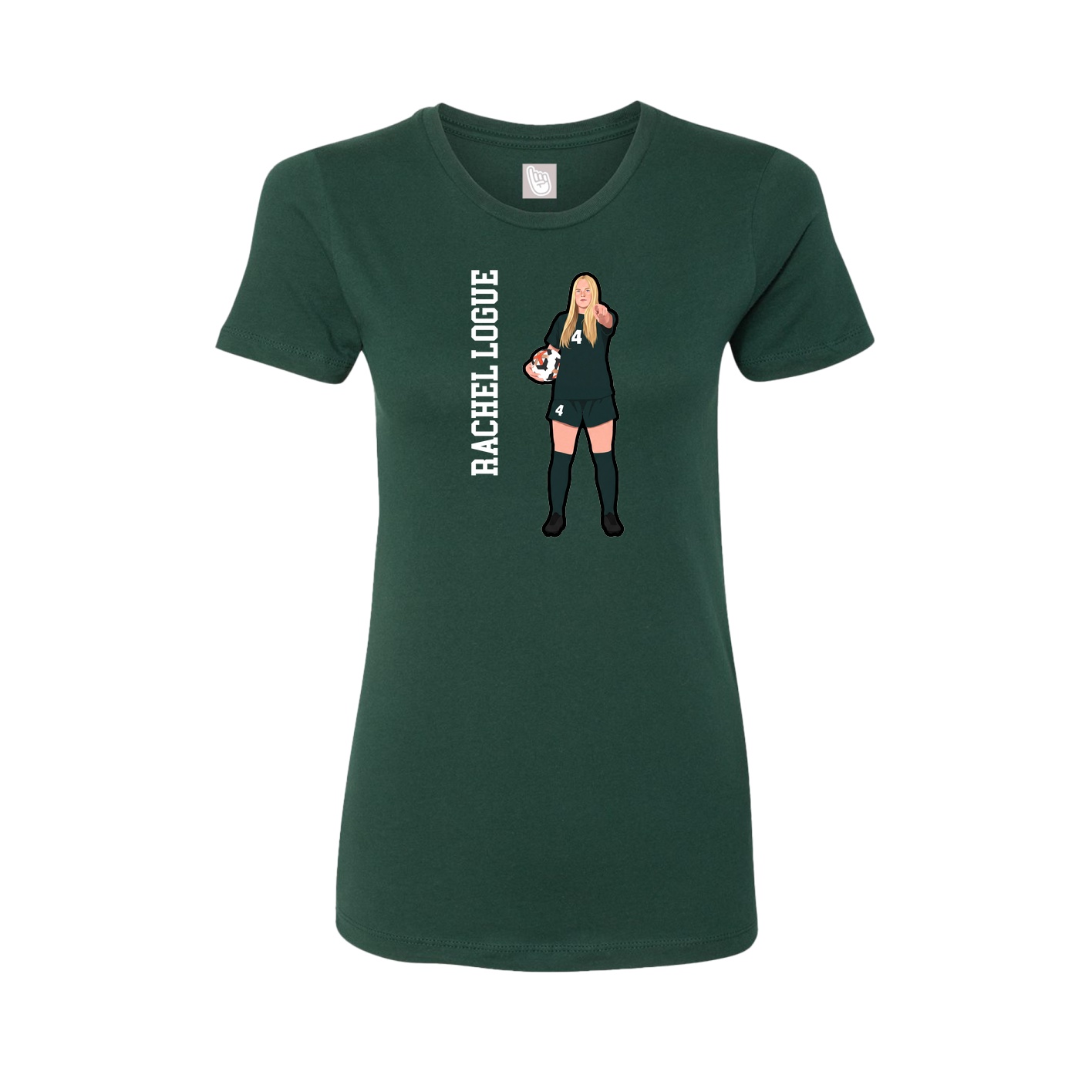 Fitted Women's Tee — Name Vertical in Green