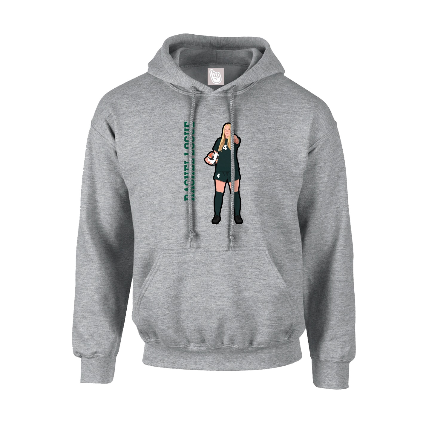Hoodie — Name Vertical in Grey