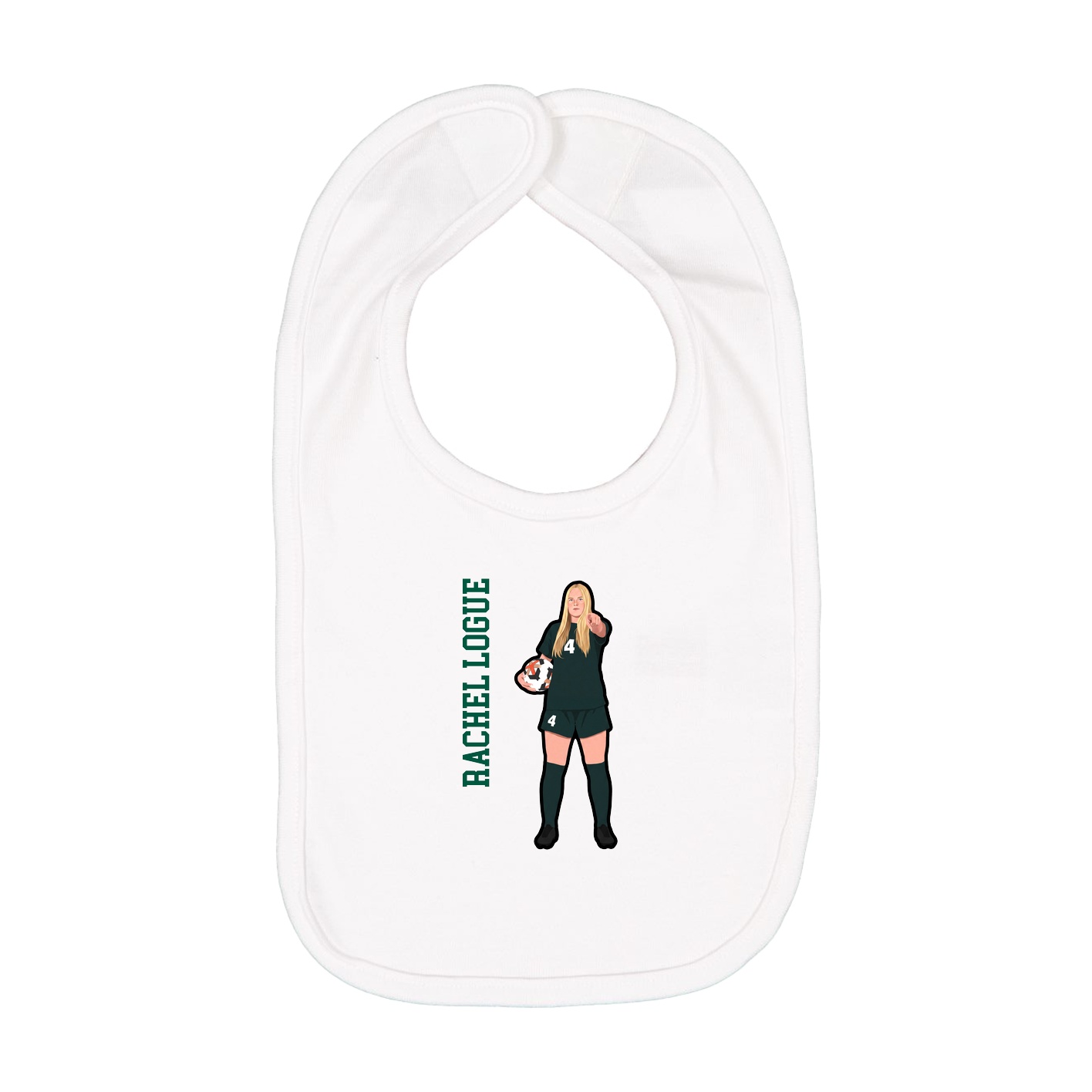 Infant Bib — Name Vertical in White