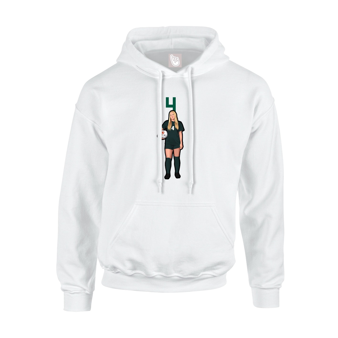 Youth Hoodie — Number Top in White