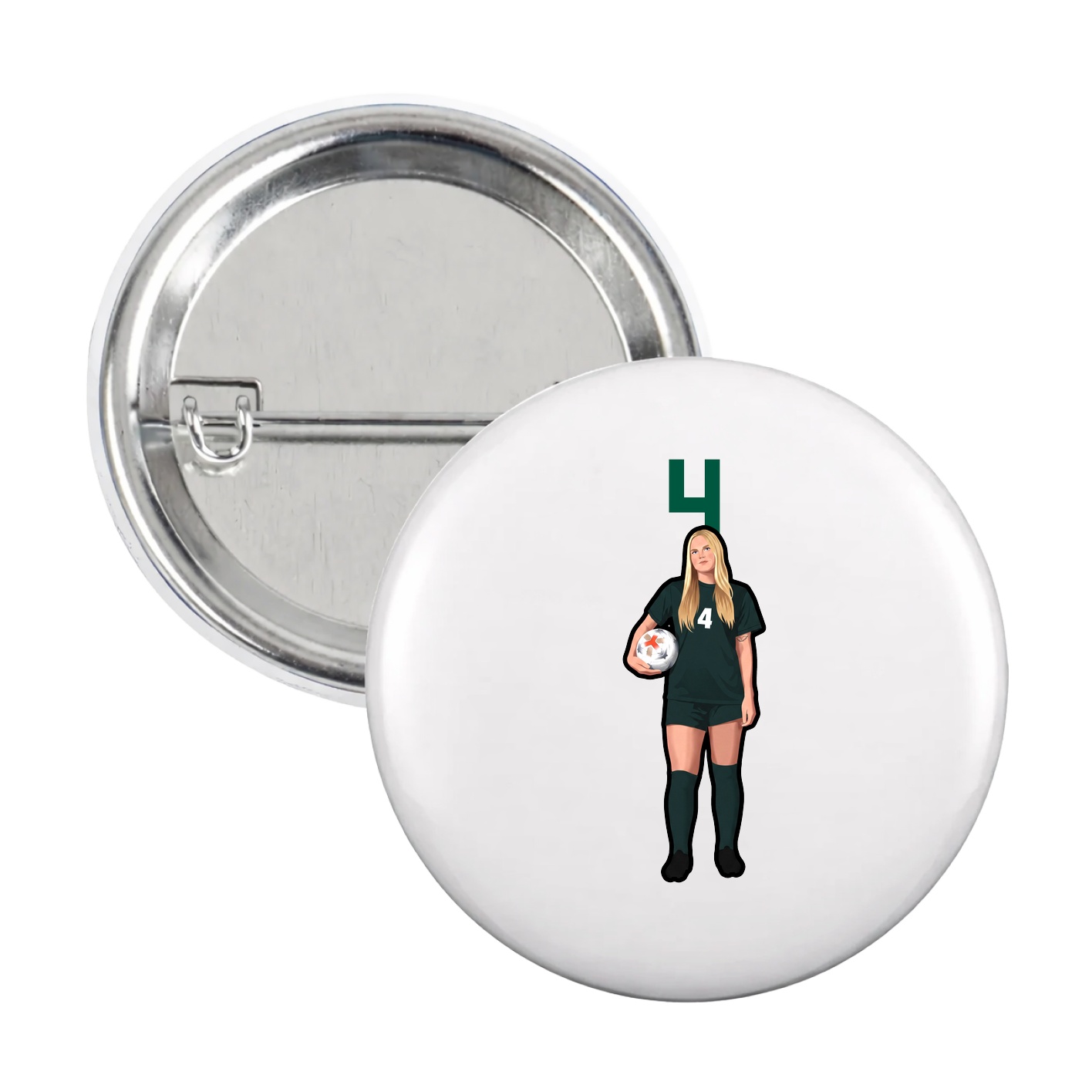 Game Day Button — Number Top in White