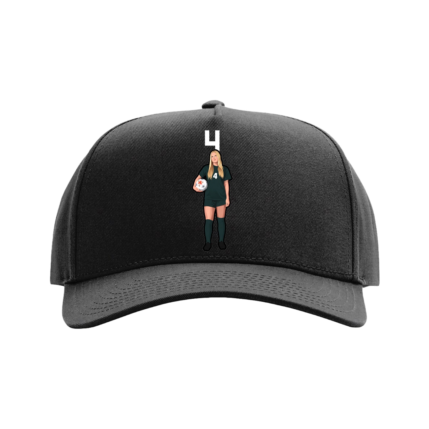 Full Fabric Five-Panel Champ Cap — Number Top in Black