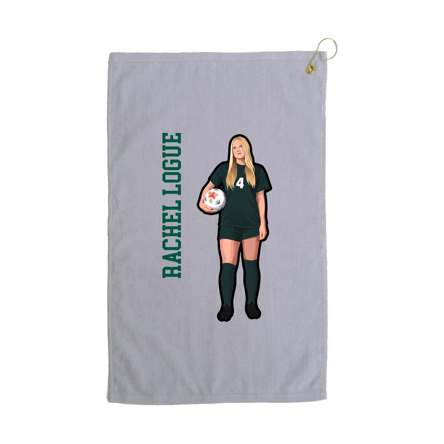 Golf Towel — Name Vertical in Grey