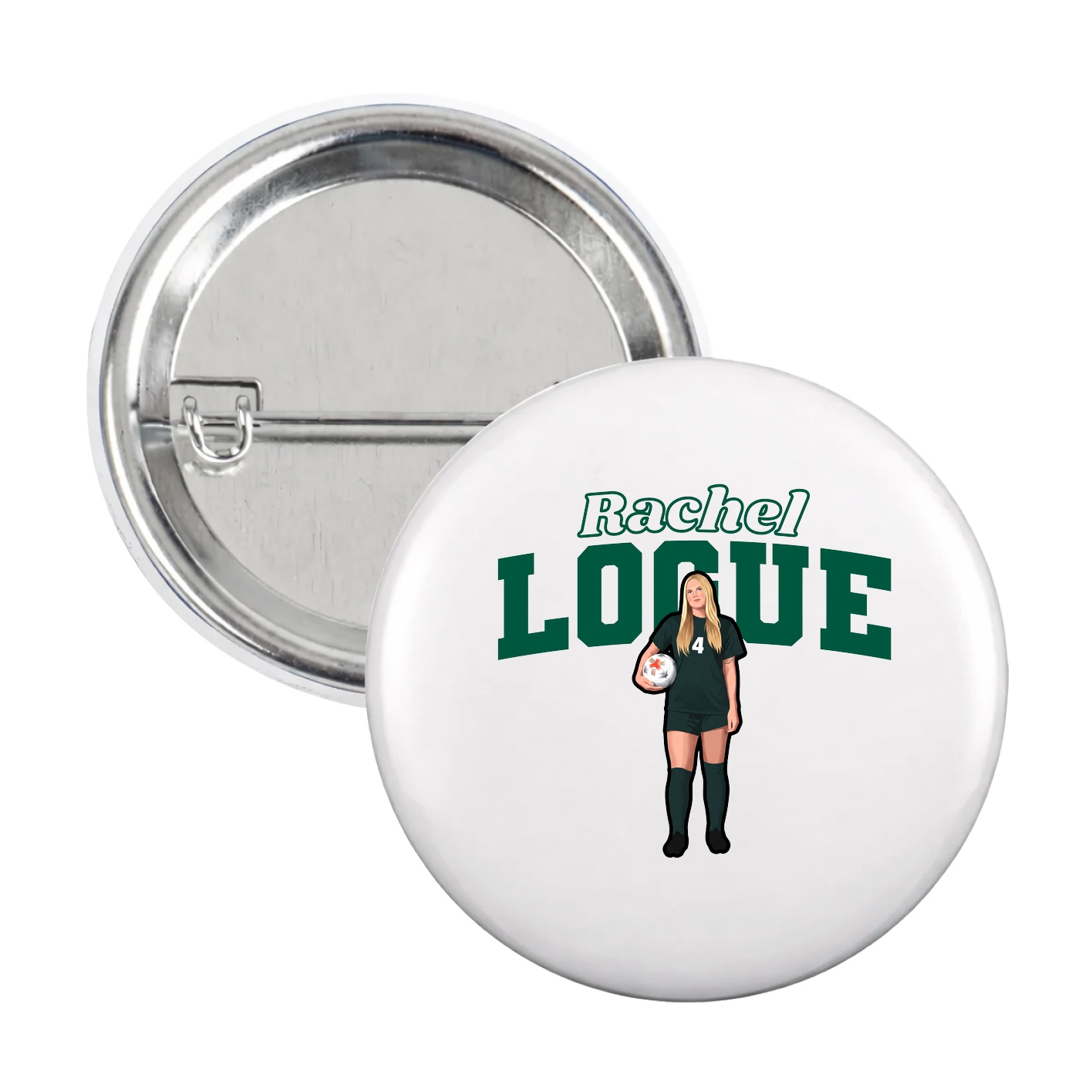 Game Day Button — Name Arch in White