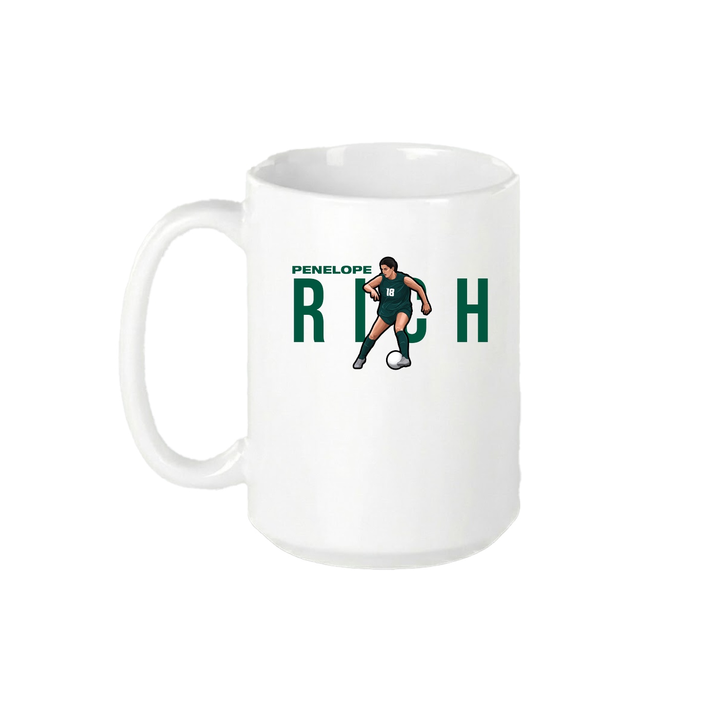 15oz Coffee Mug — Player Name in White