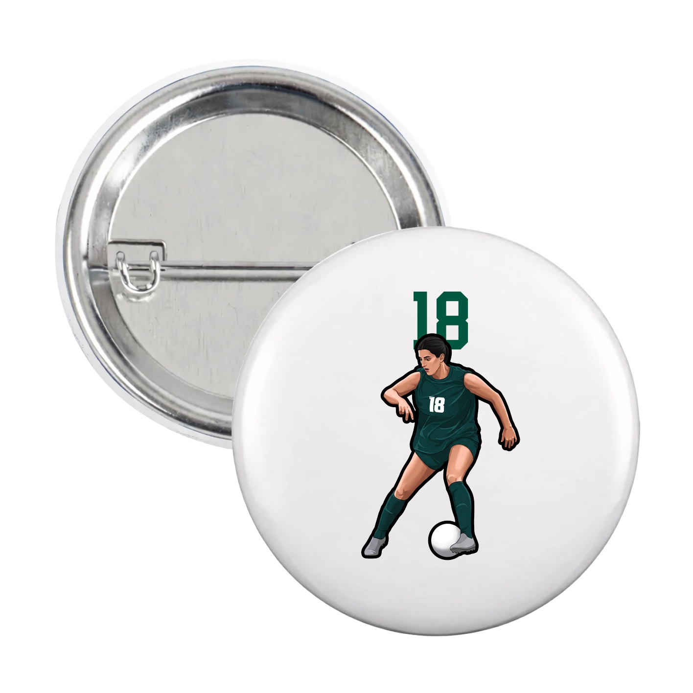 Game Day Button — Number Top in White