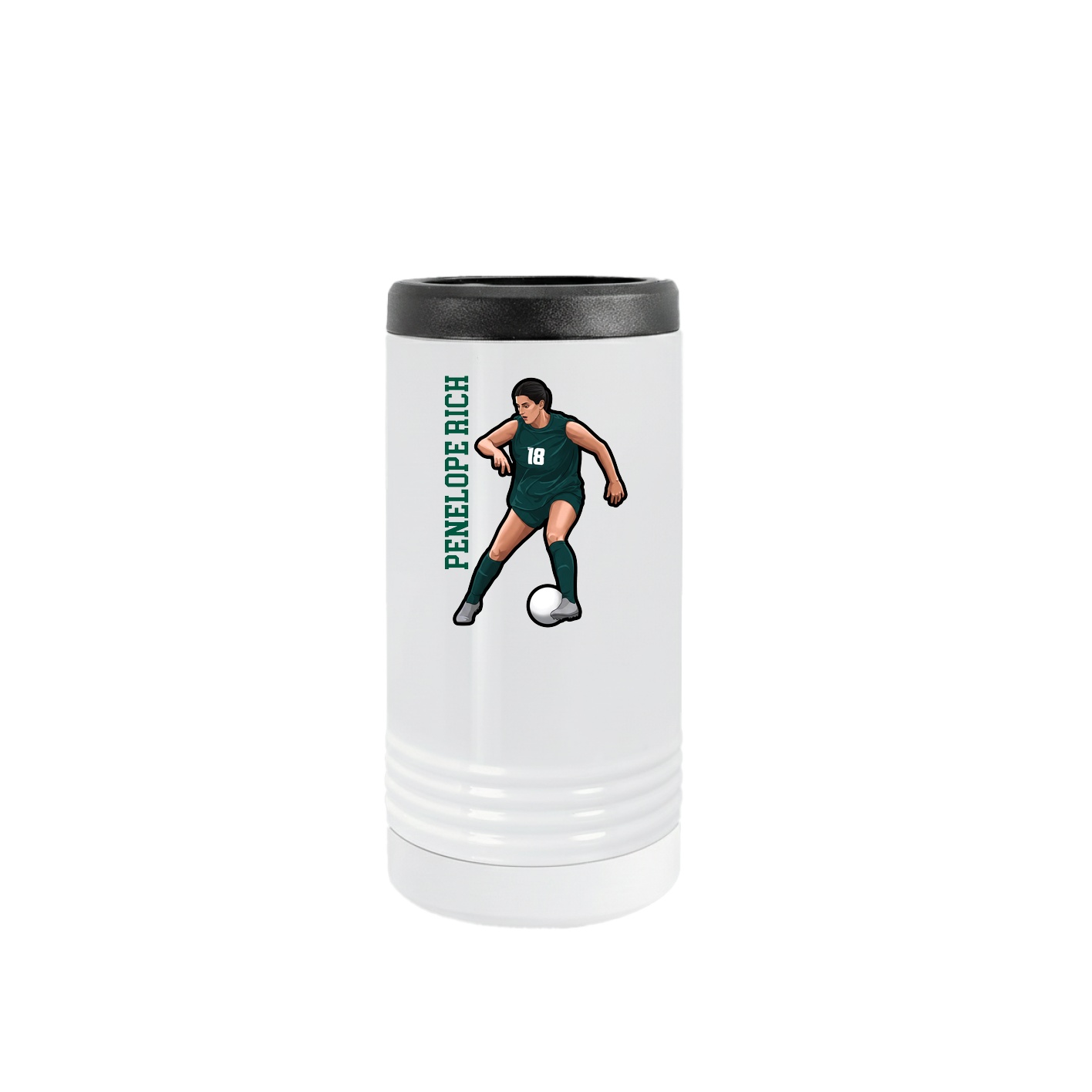 Slim Beverage Holder — Name Vertical in White
