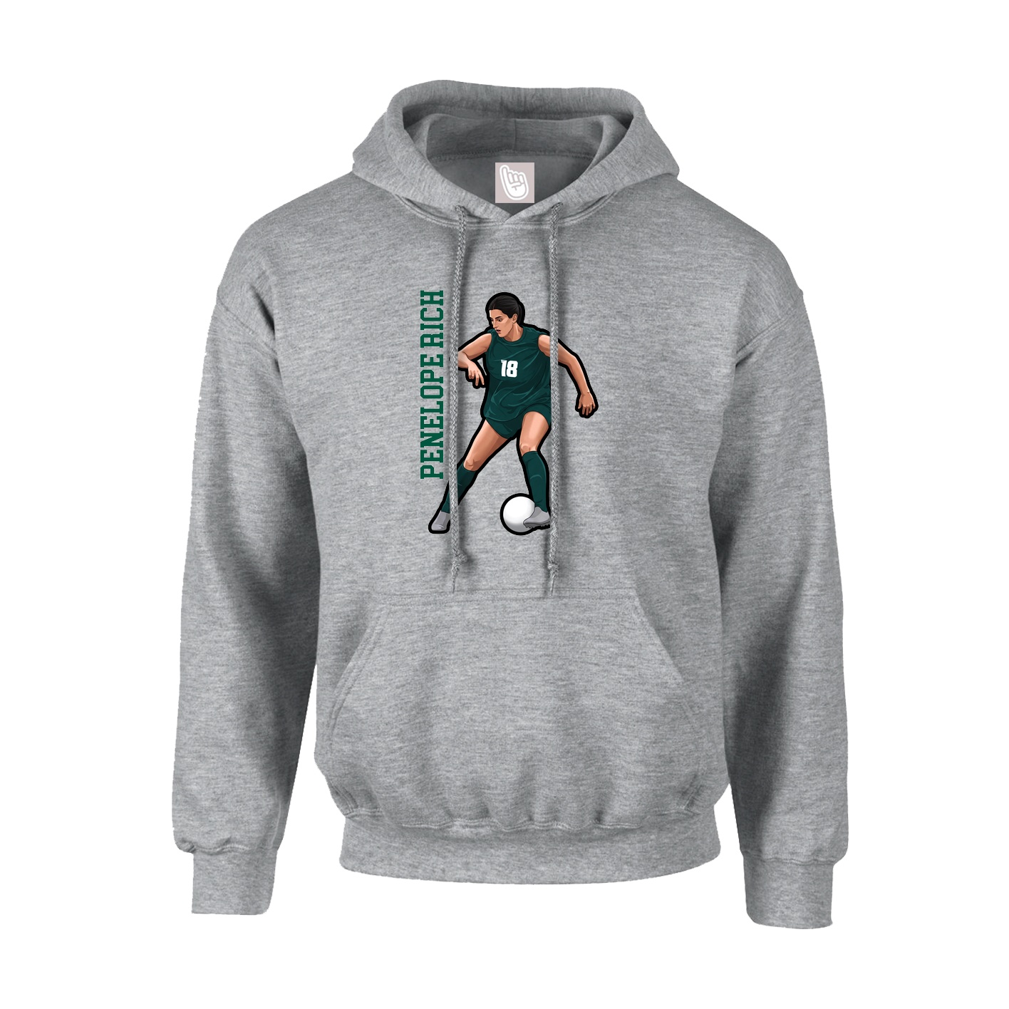 Hoodie — Name Vertical in Grey