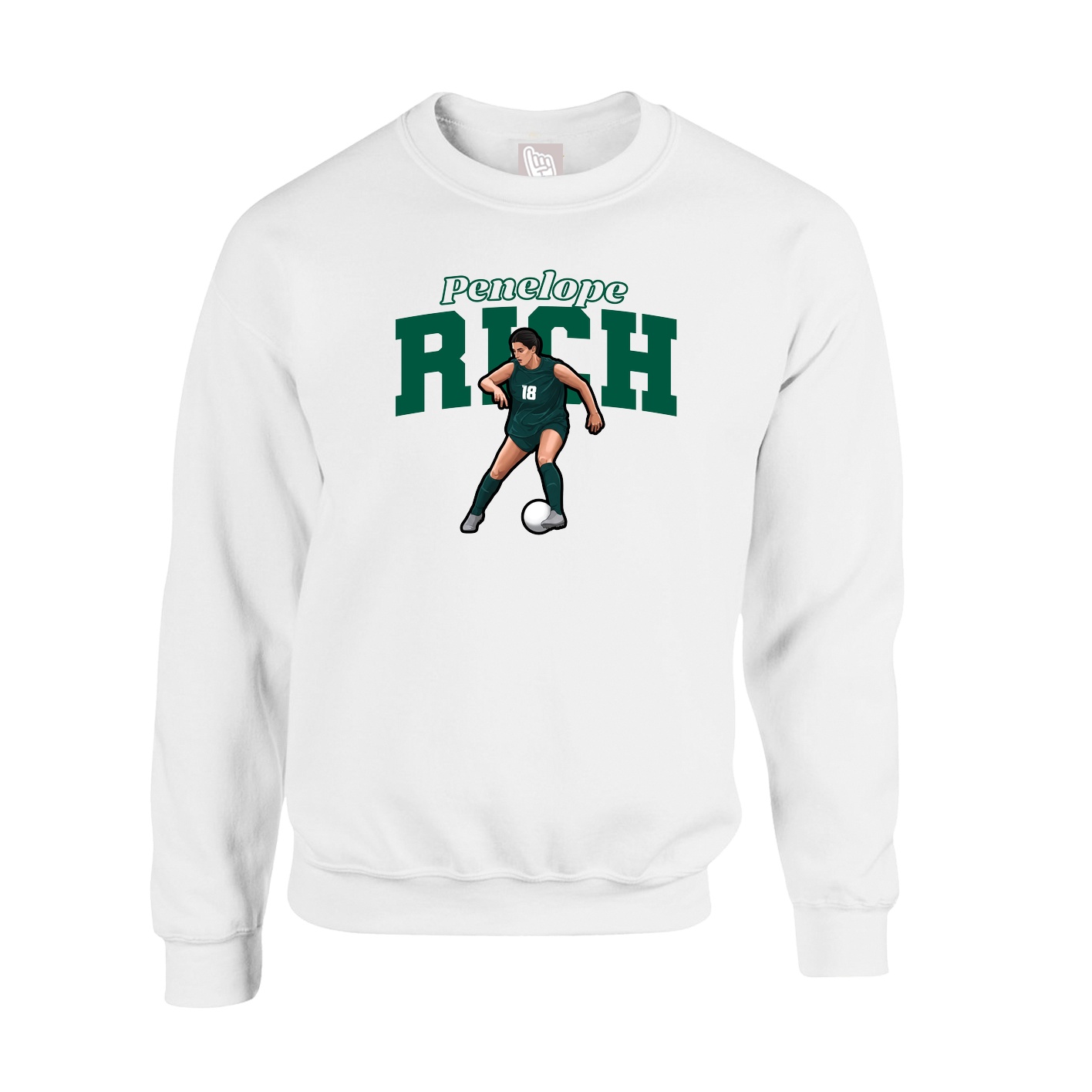 Fleece Crew — Name Arch in White