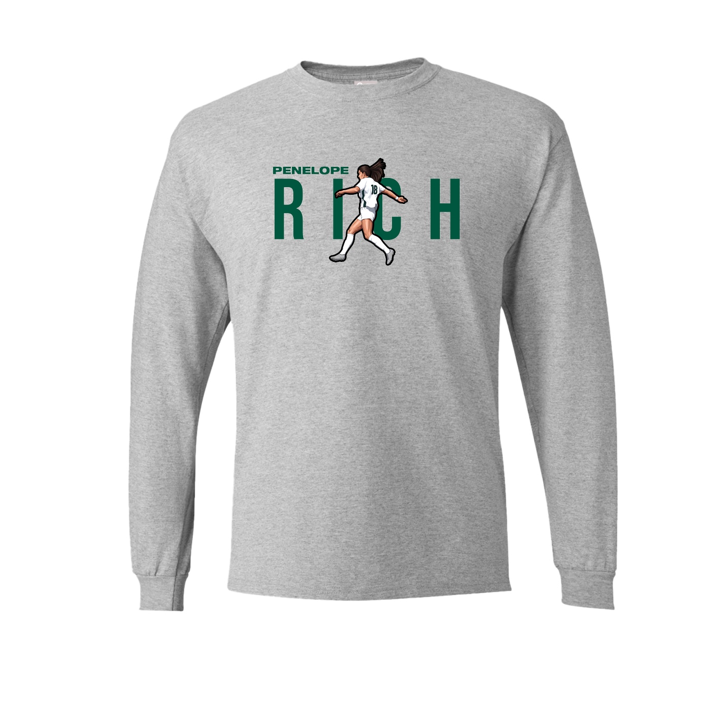 Long Sleeve Tee — Player Name in Grey
