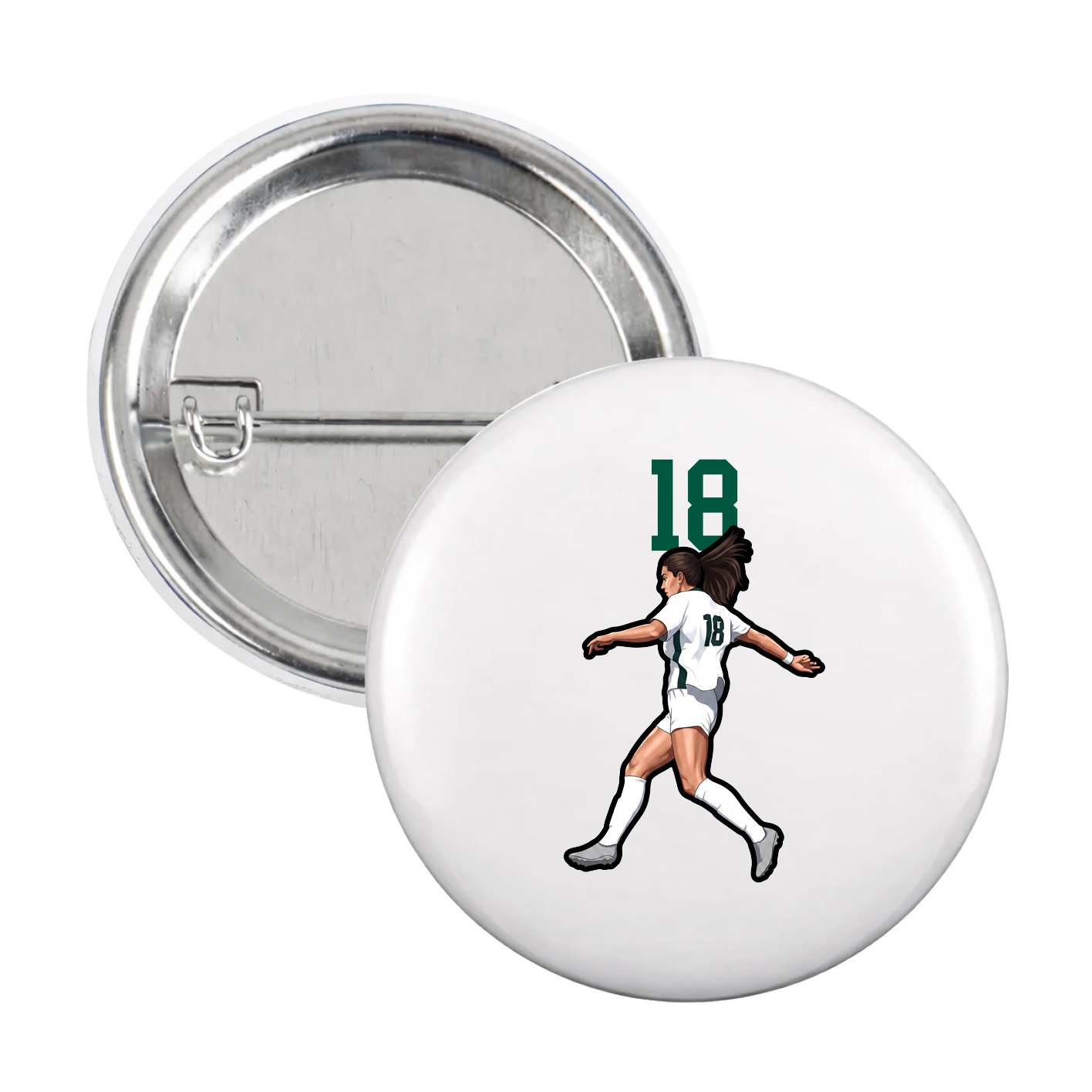 Game Day Button — Number Top in White