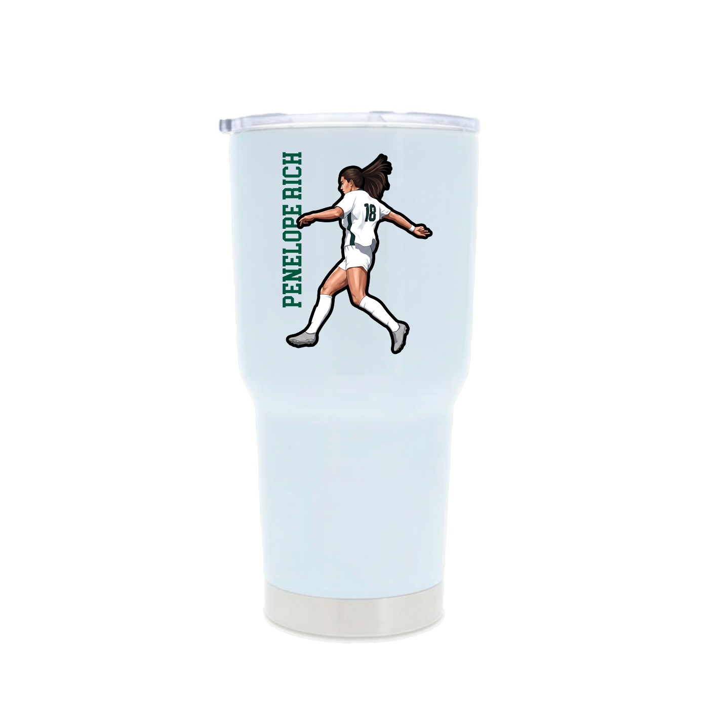 30oz Stainless Steel Tumbler — Name Vertical in White