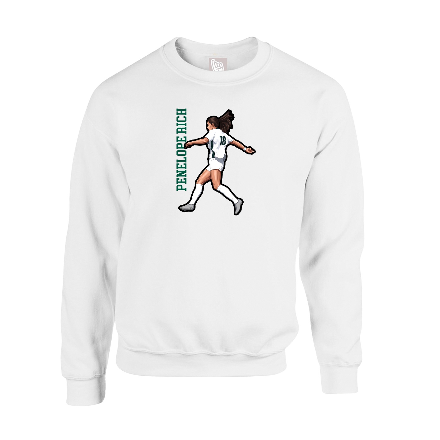 Fleece Crew — Name Vertical in White