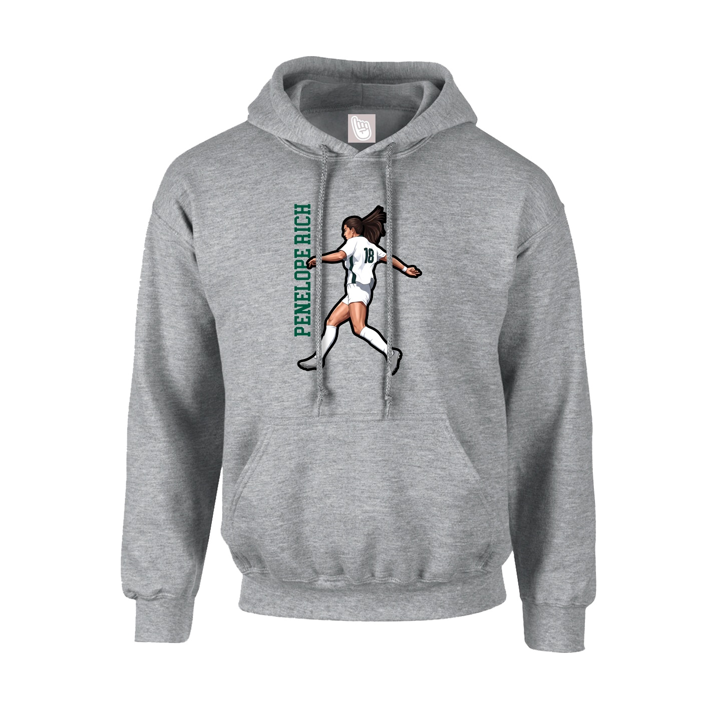 Youth Hoodie — Name Vertical in Grey