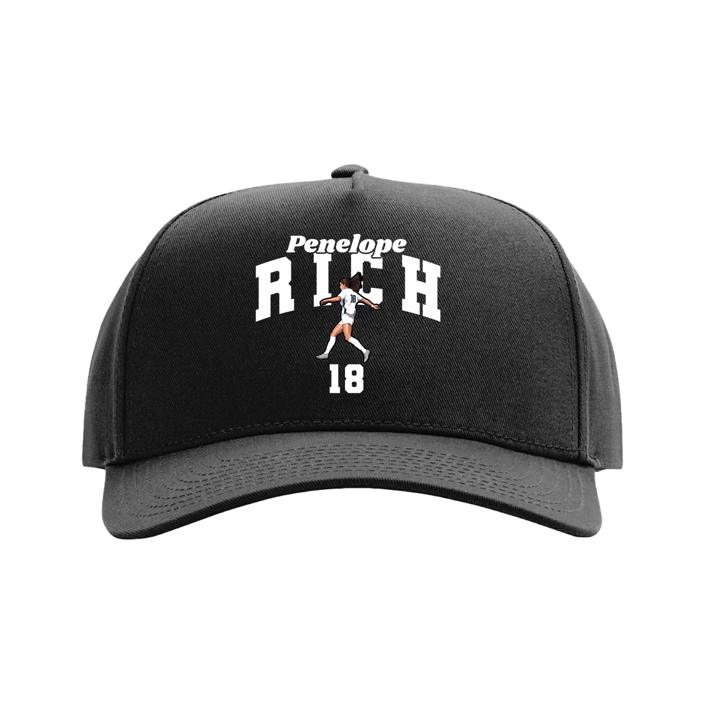 Full Fabric Five-Panel Champ Cap — Signature Arch in Black