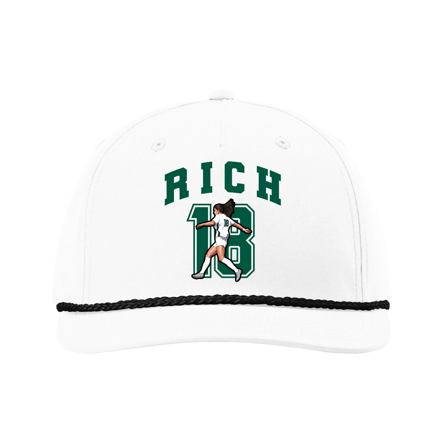 Five-Panel Classic Rope Cap — Number in White