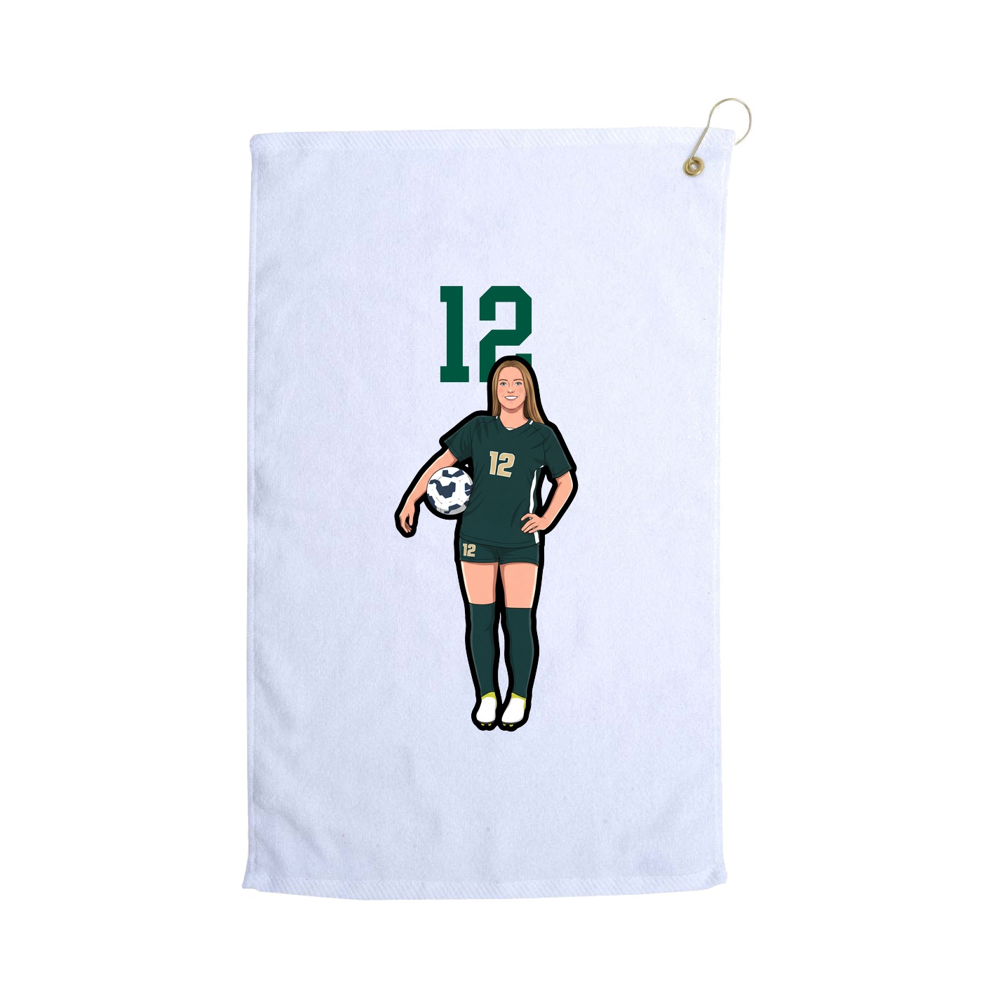 Golf Towel — Number Top in White