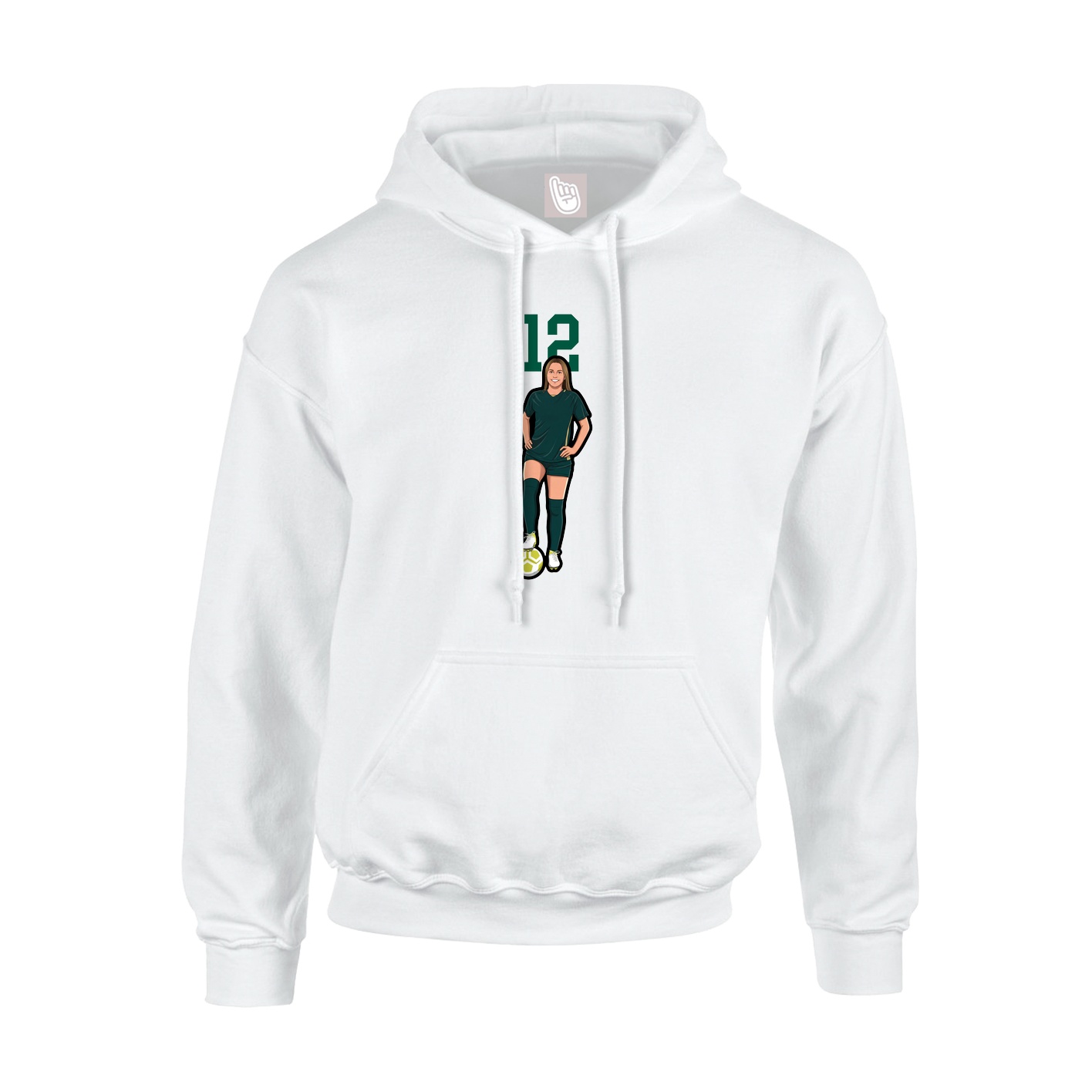Youth Hoodie — Number Top in White