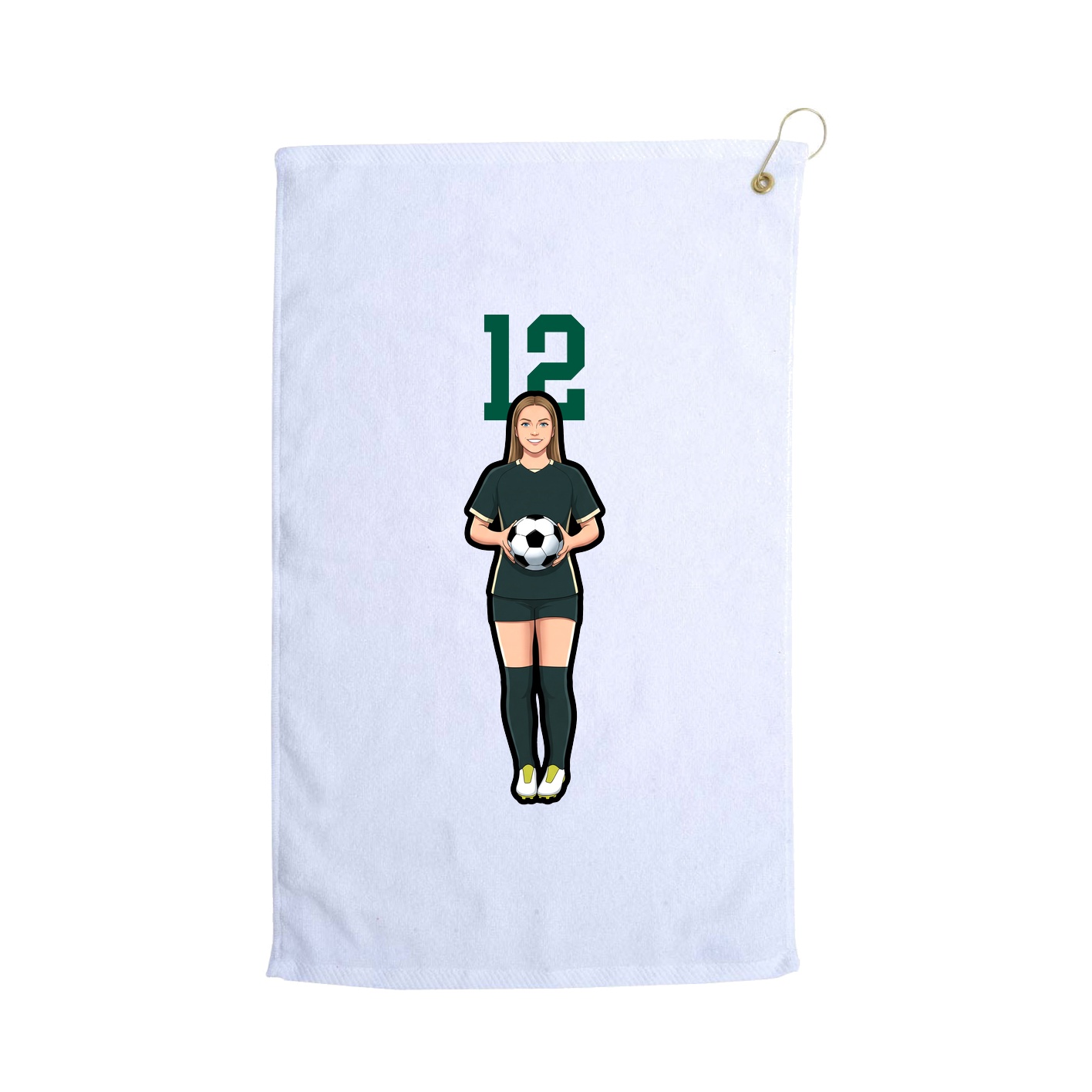 Golf Towel — Number Top in White