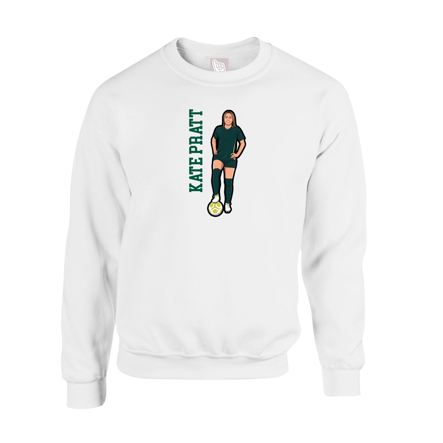 Fleece Crew — Name Vertical in White
