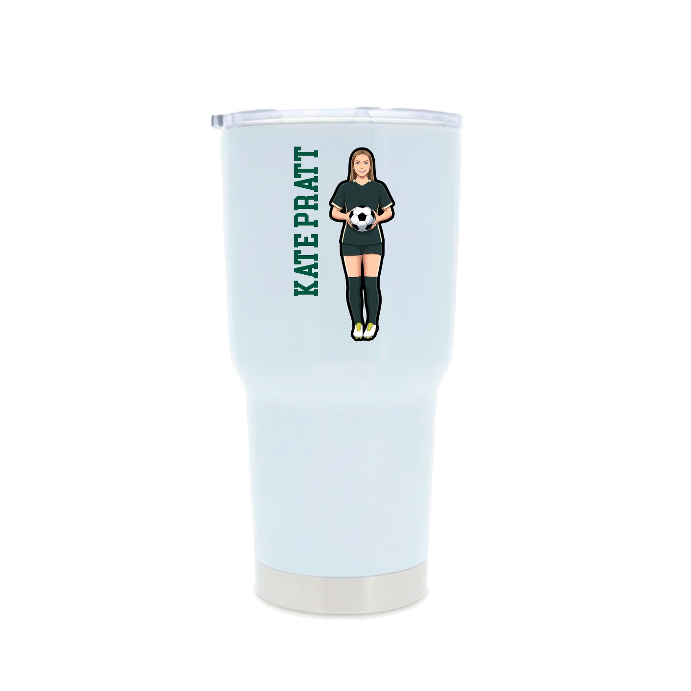 30oz Stainless Steel Tumbler — Name Vertical in White