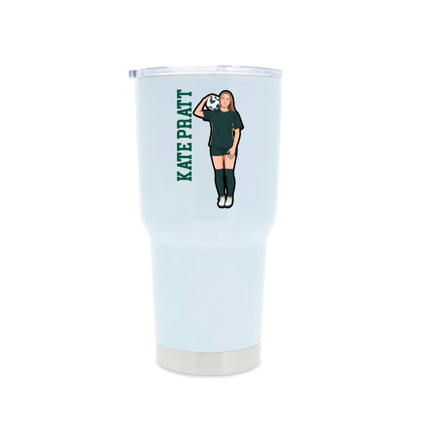 30oz Stainless Steel Tumbler — Name Vertical in White