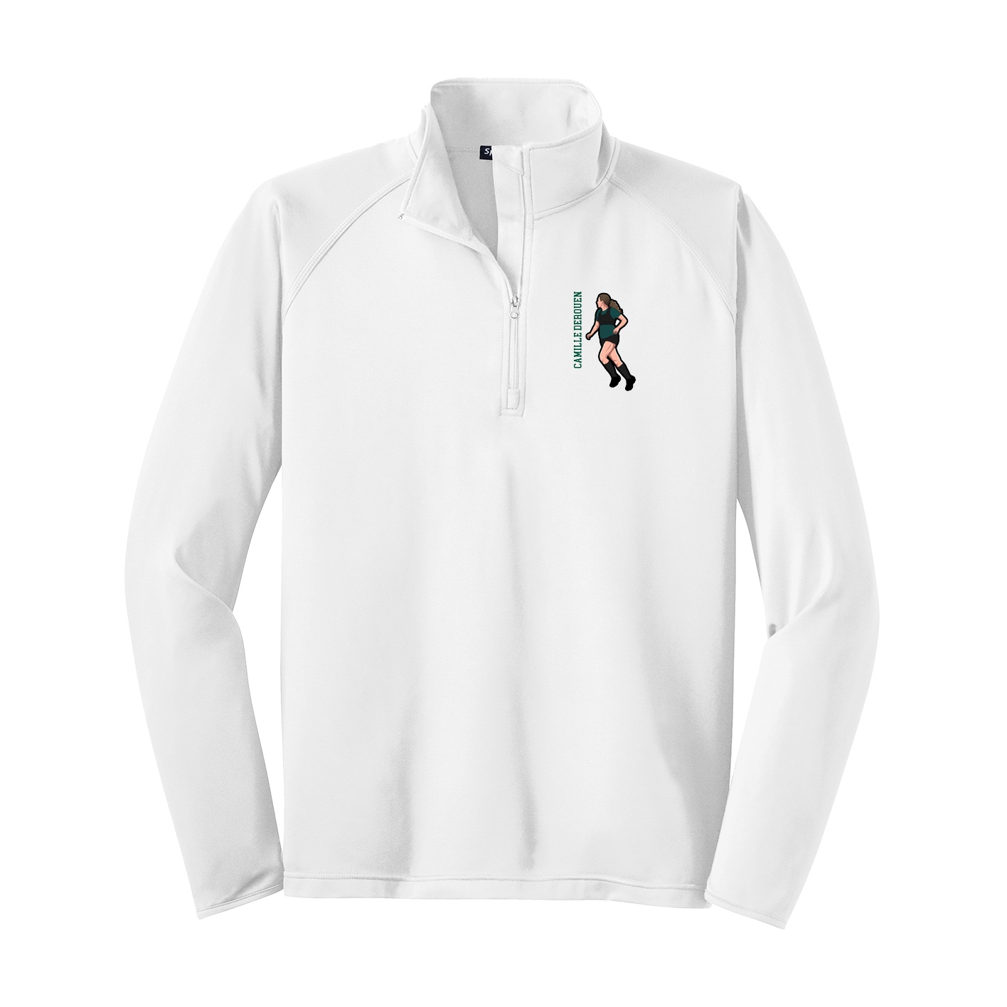 Q-Zip Pullover — Name Vertical in White