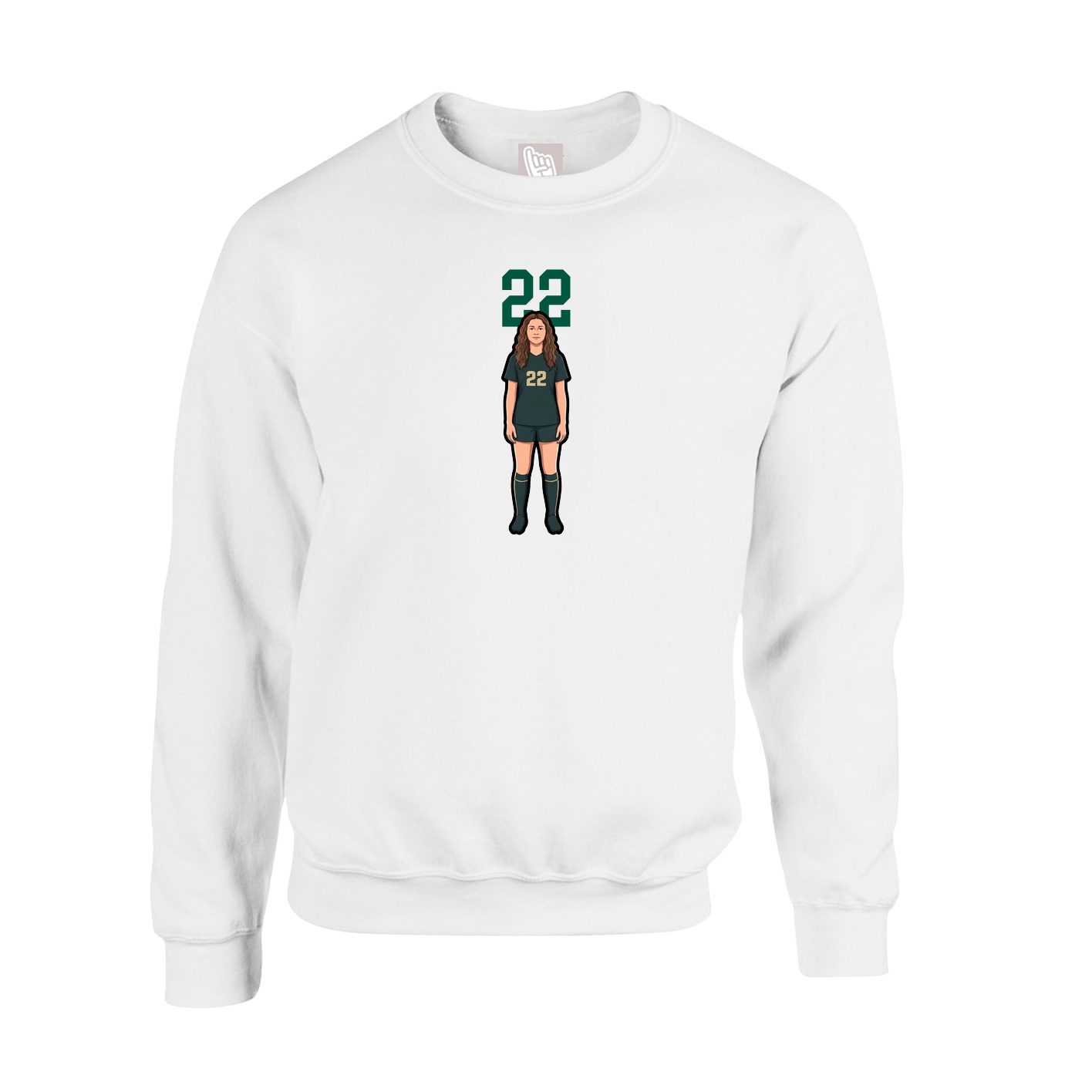 Fleece Crew — Number Top in White
