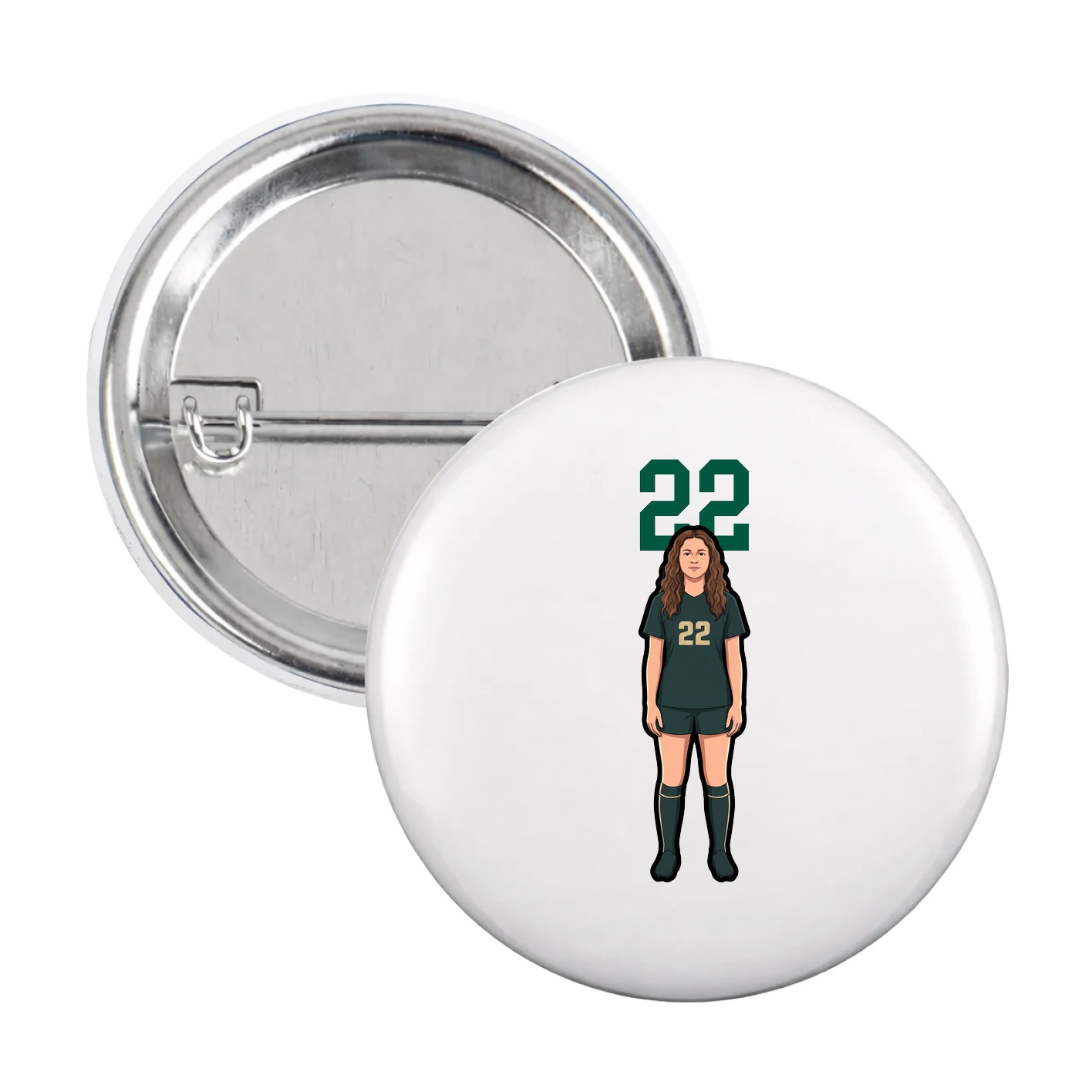 Game Day Button — Number Top in White