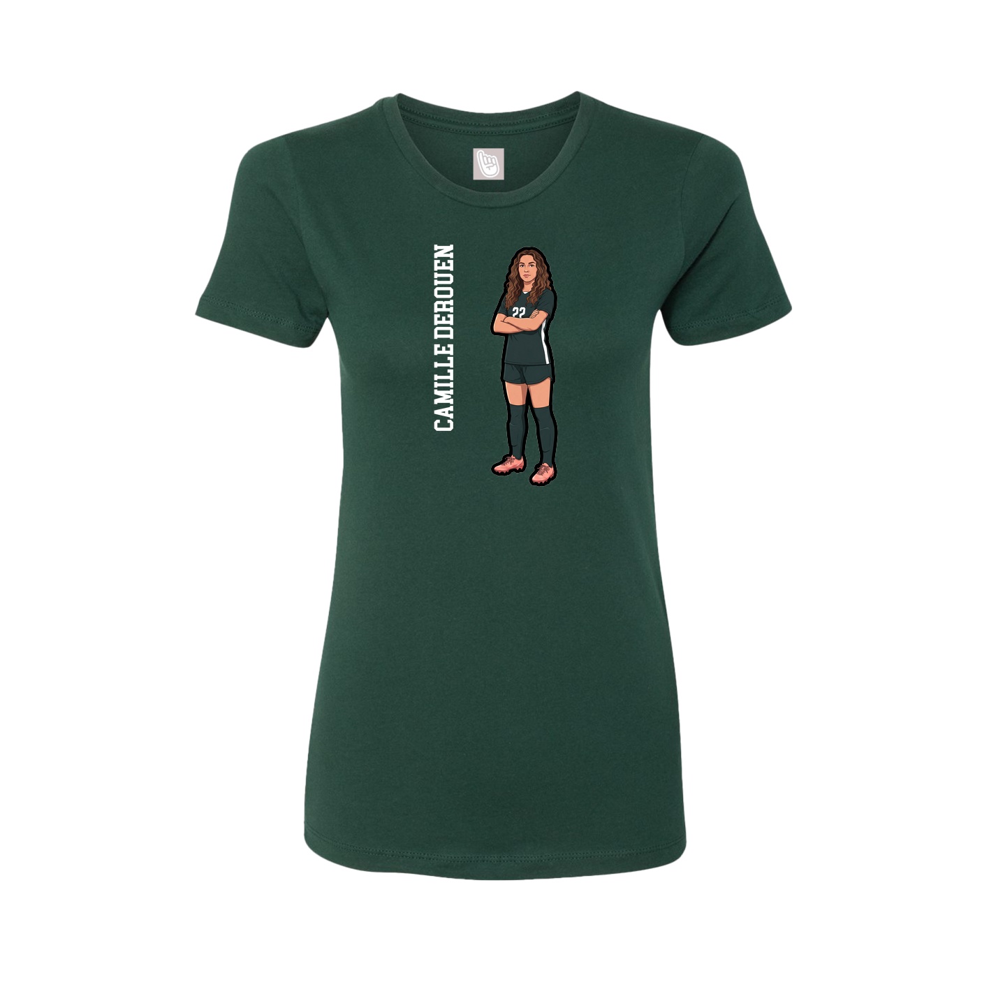 Fitted Women's Tee — Name Vertical in Green