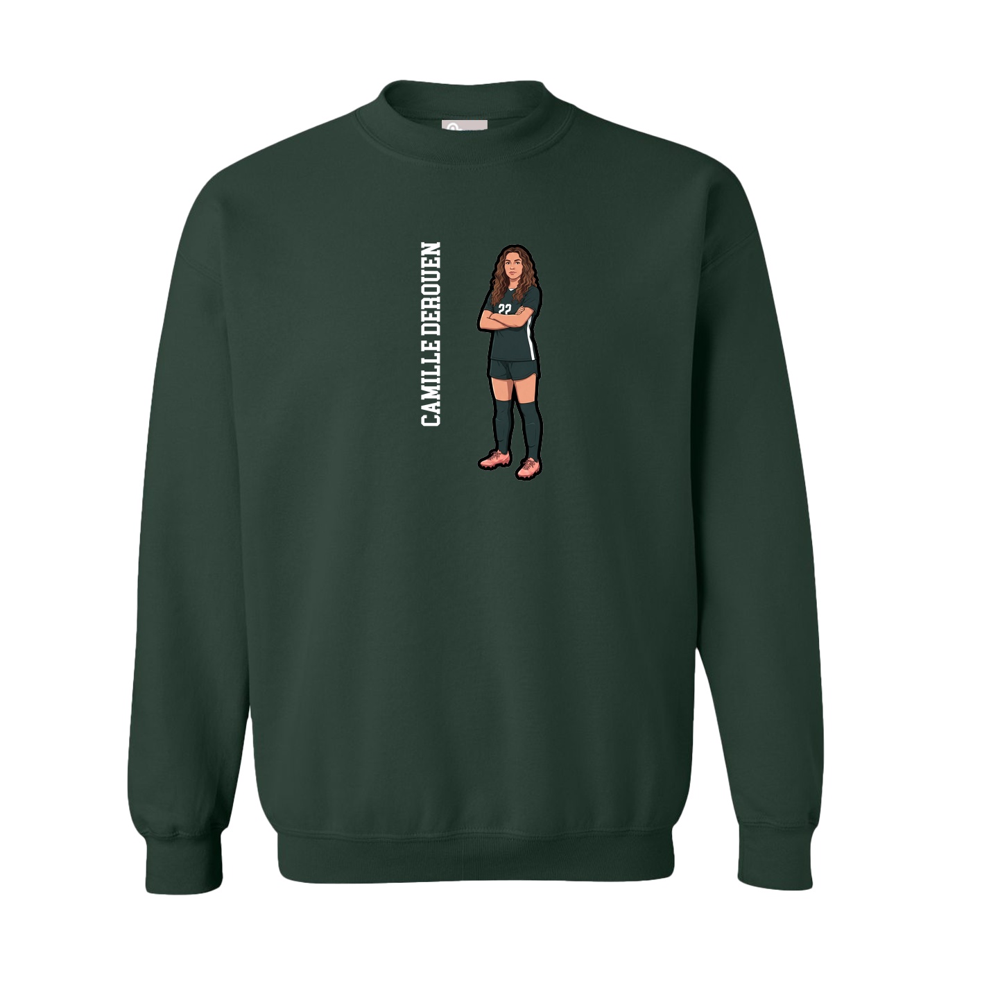 Fleece Crew — Name Vertical in Green