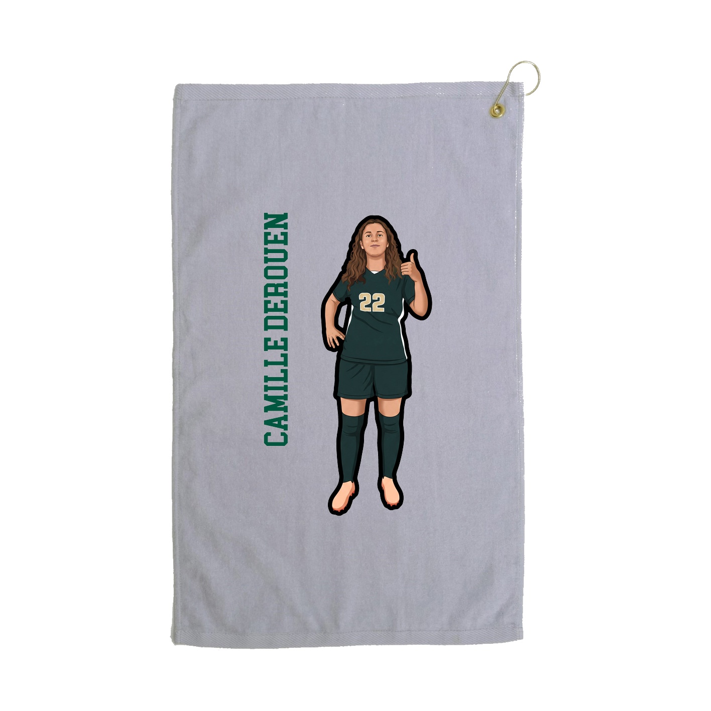 Golf Towel — Name Vertical in Grey