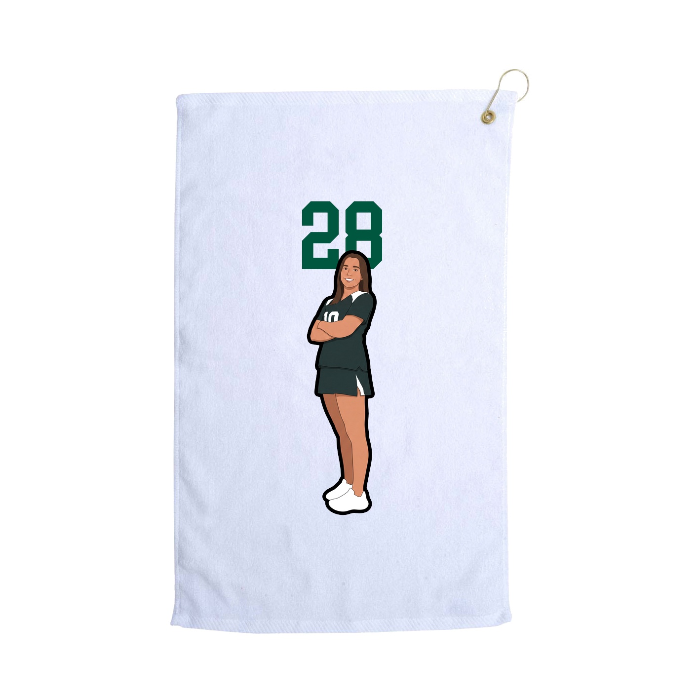 Golf Towel — Number Top in White