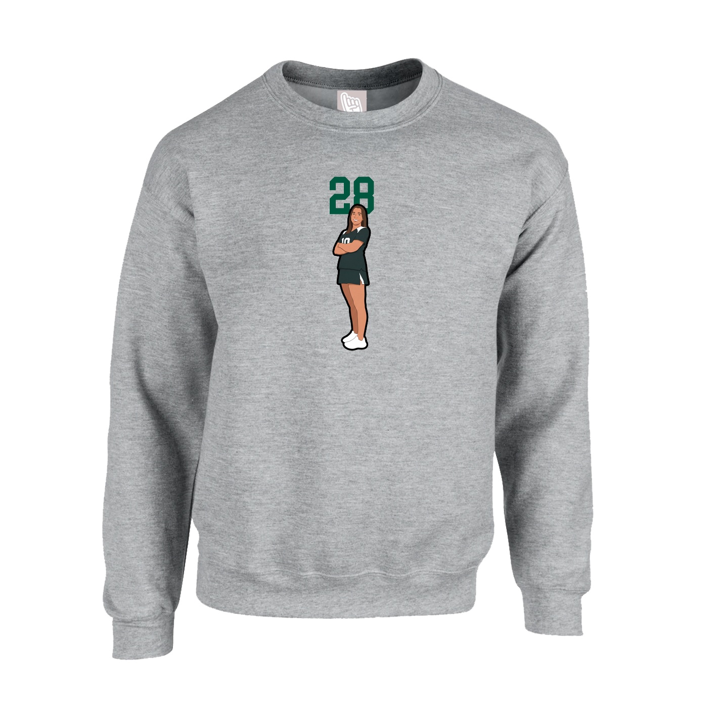 Fleece Crew — Number Top in Grey