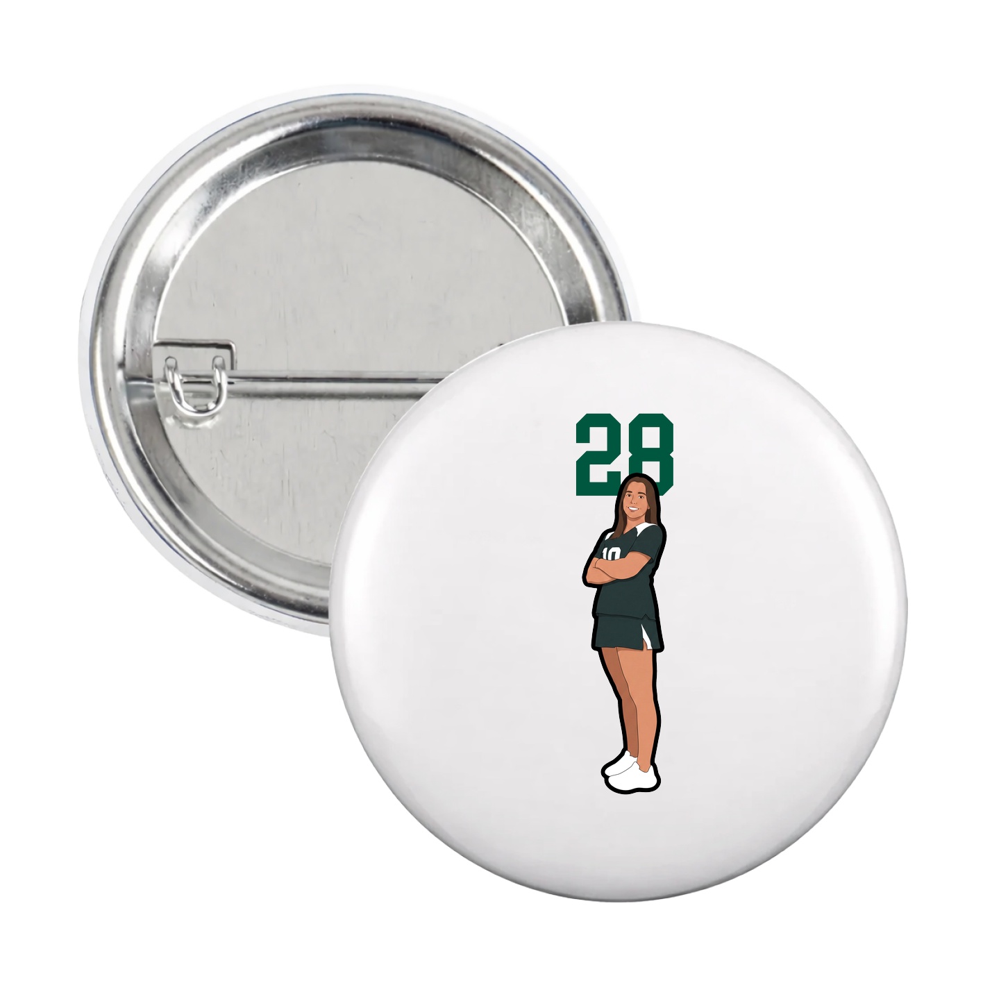 Game Day Button — Number Top in White
