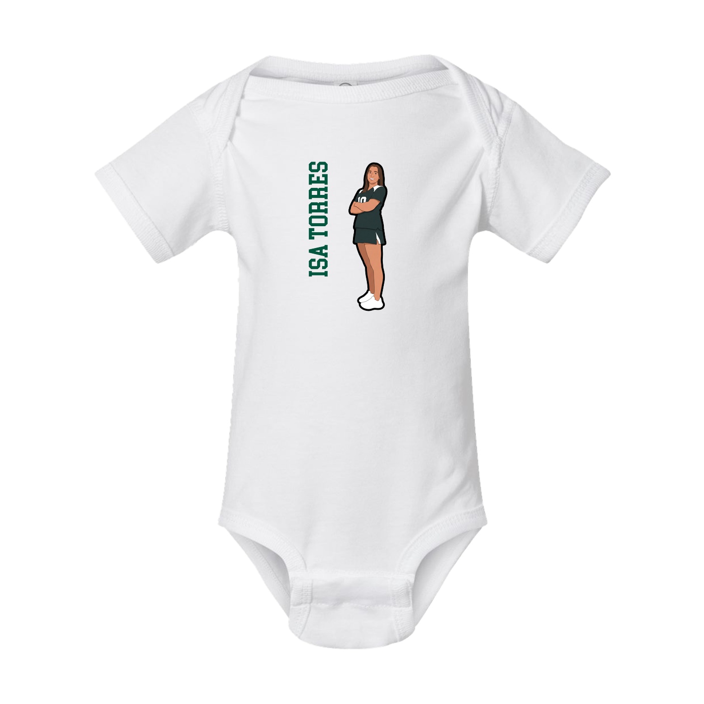 Baby Onesie — Name Vertical in White