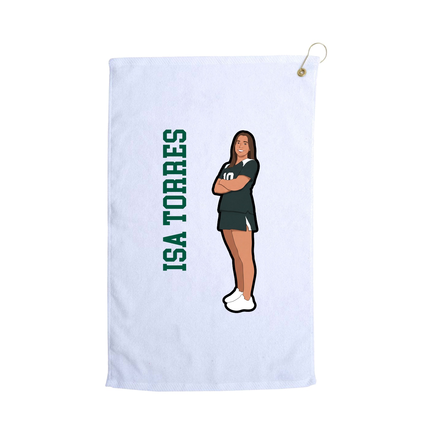 Golf Towel — Name Vertical in White