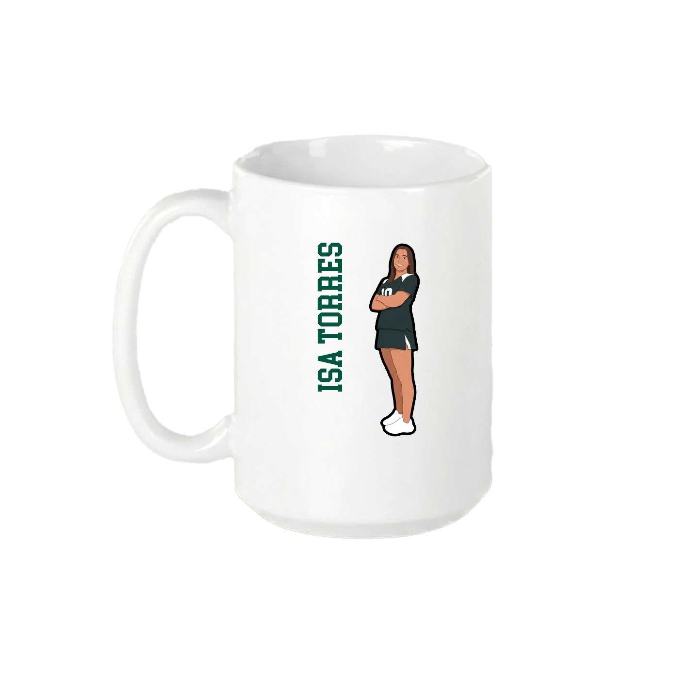 15oz Coffee Mug — Name Vertical in White