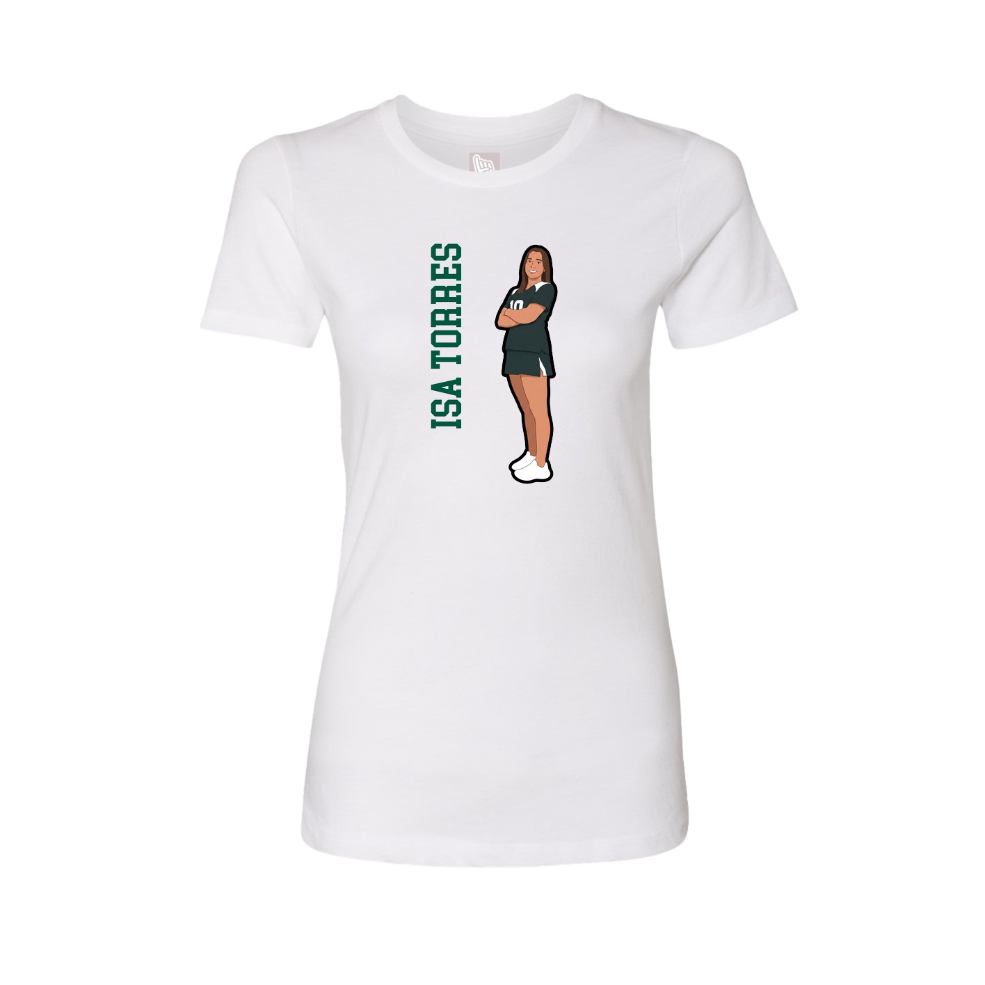 Fitted Women's Tee — Name Vertical in White