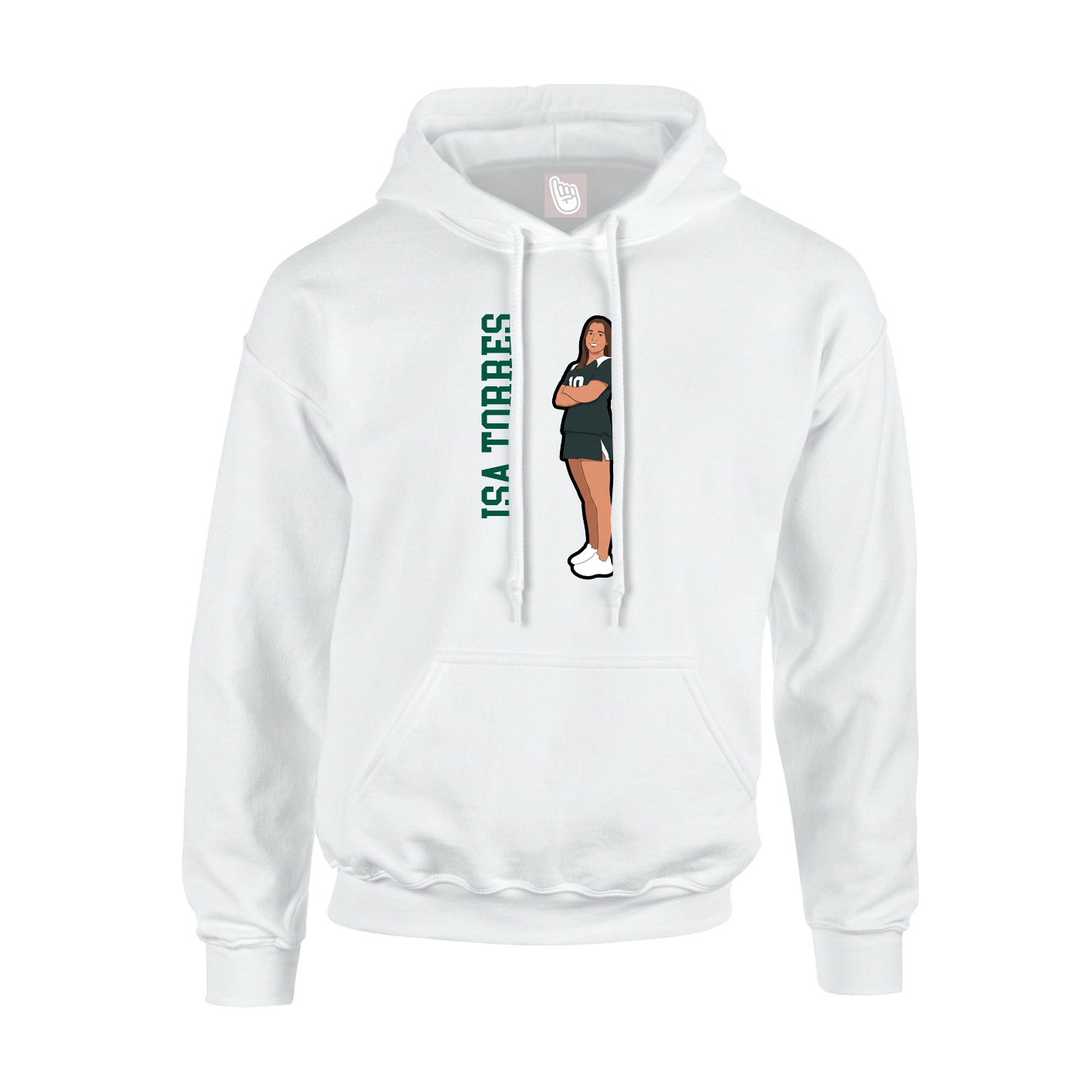 Youth Hoodie — Name Vertical in White