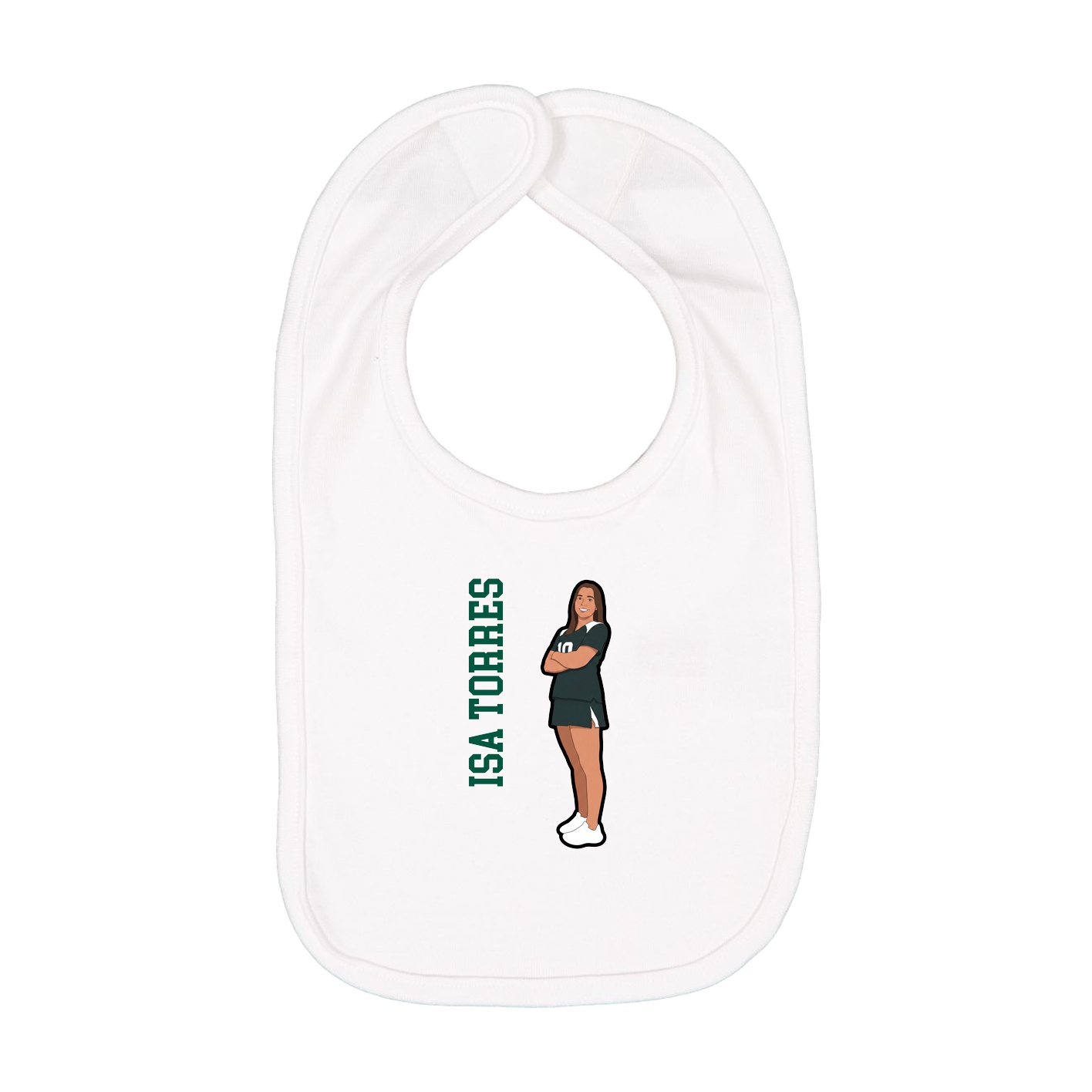 Infant Bib — Name Vertical in White