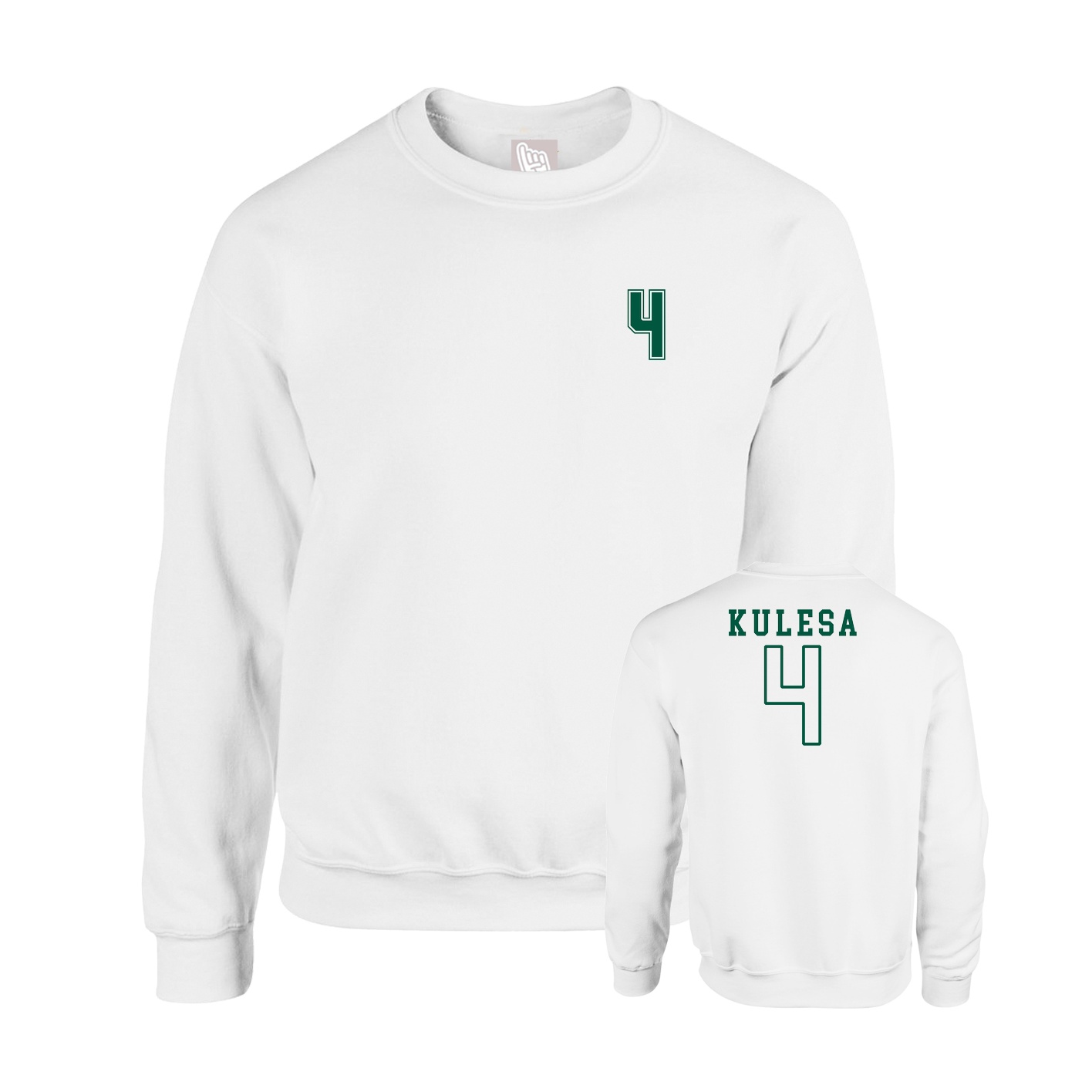 Fleece Crew — Chest Back in White