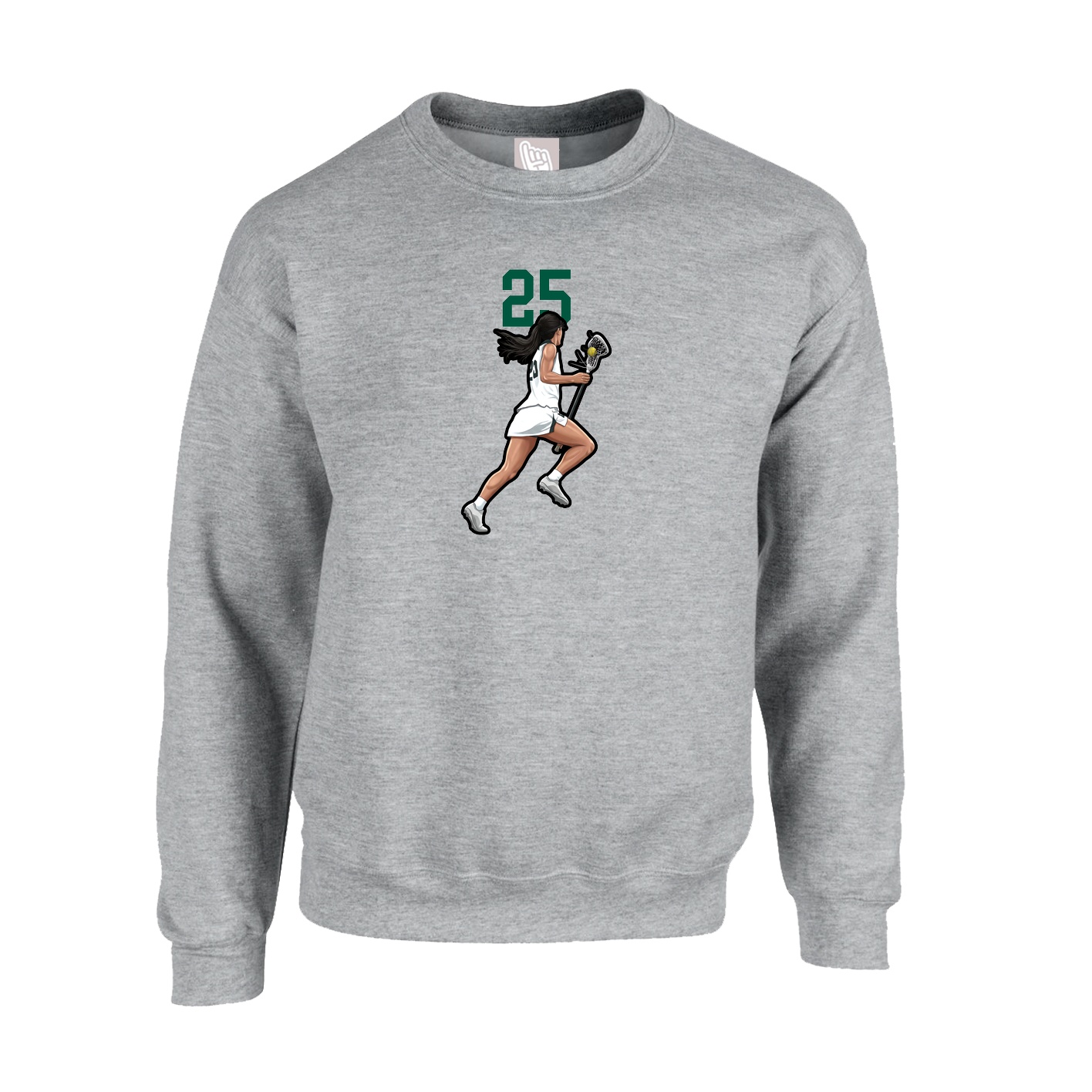 Fleece Crew — Number Top in Grey