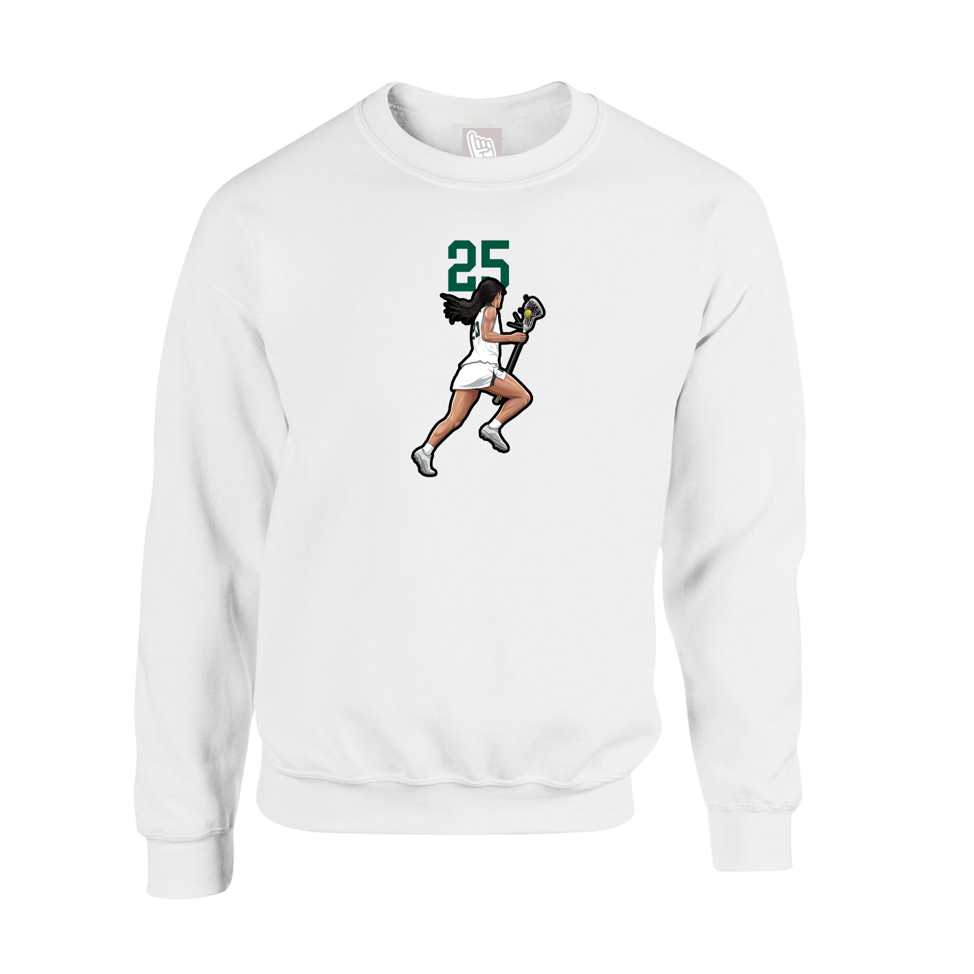 Fleece Crew — Number Top in White
