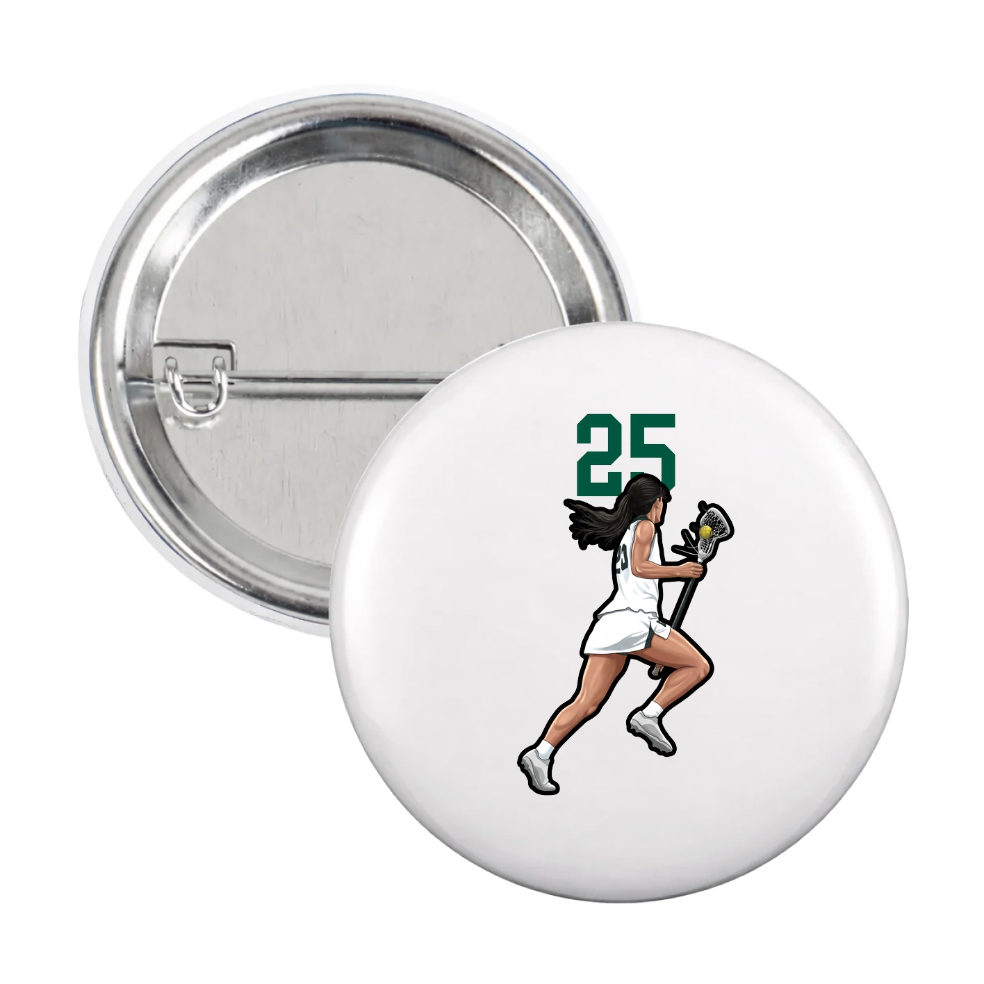 Game Day Button — Number Top in White