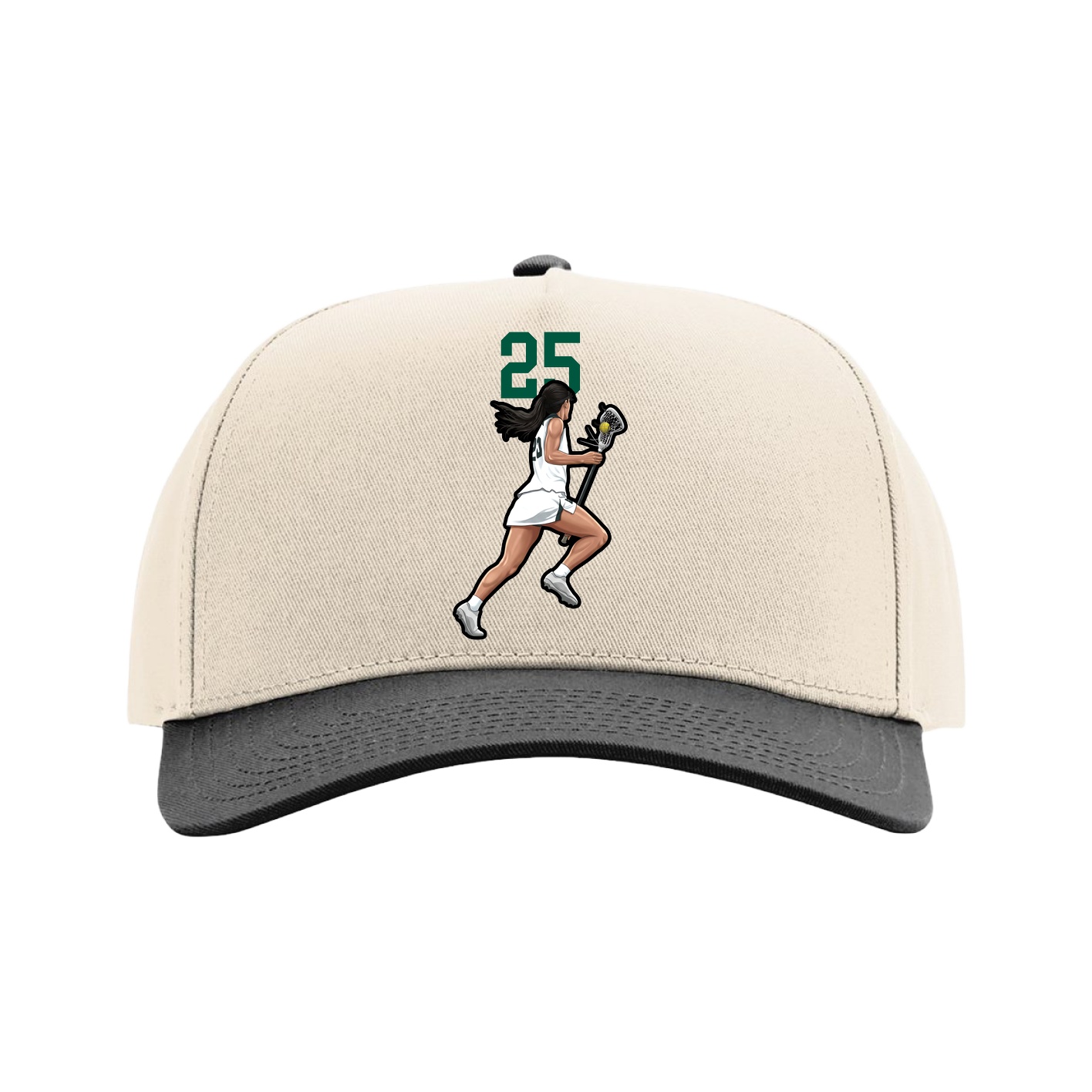 Full Fabric Five-Panel Champ Cap — Number Top in Cream/Black