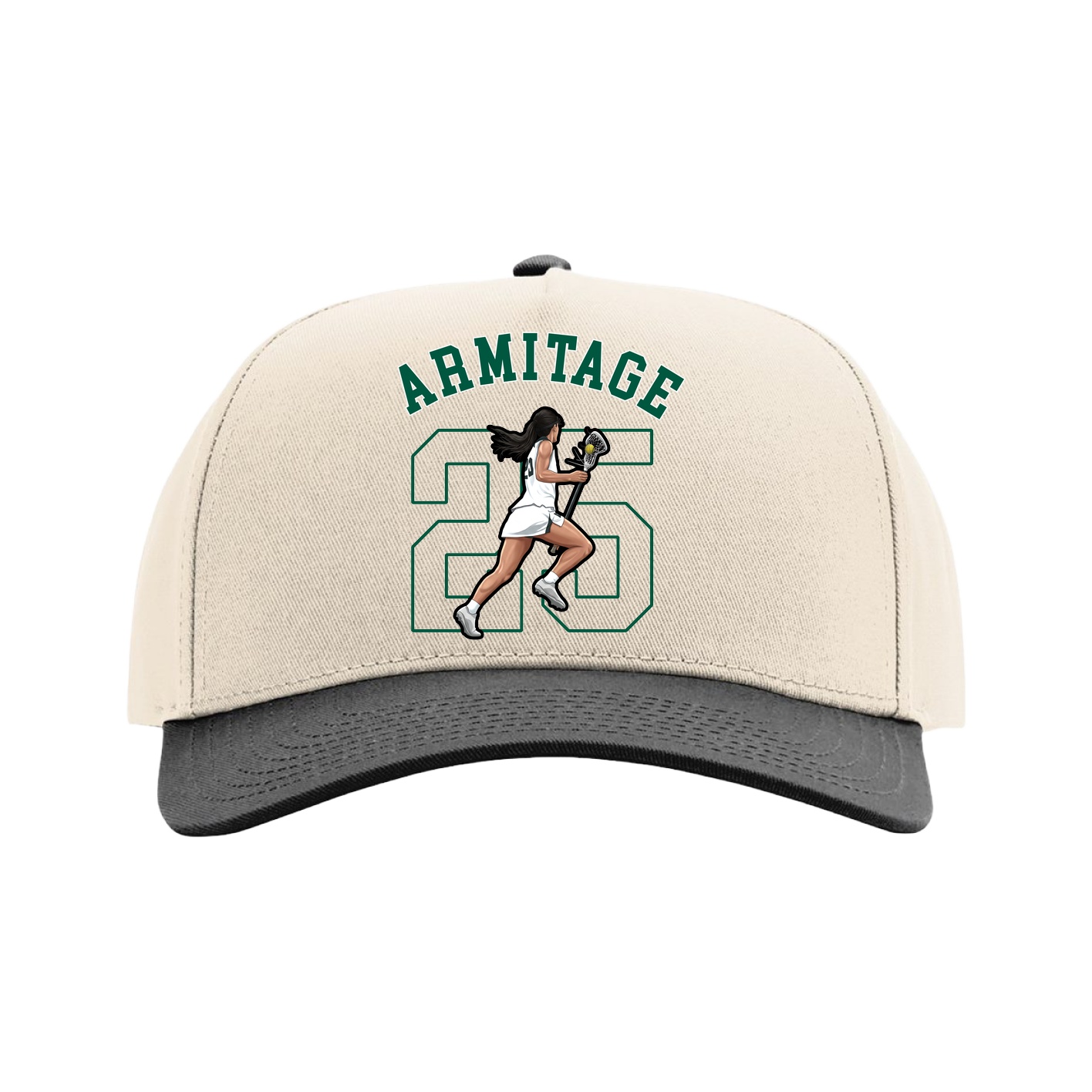 Full Fabric Five-Panel Champ Cap — Shirsey Arch in Cream/Black